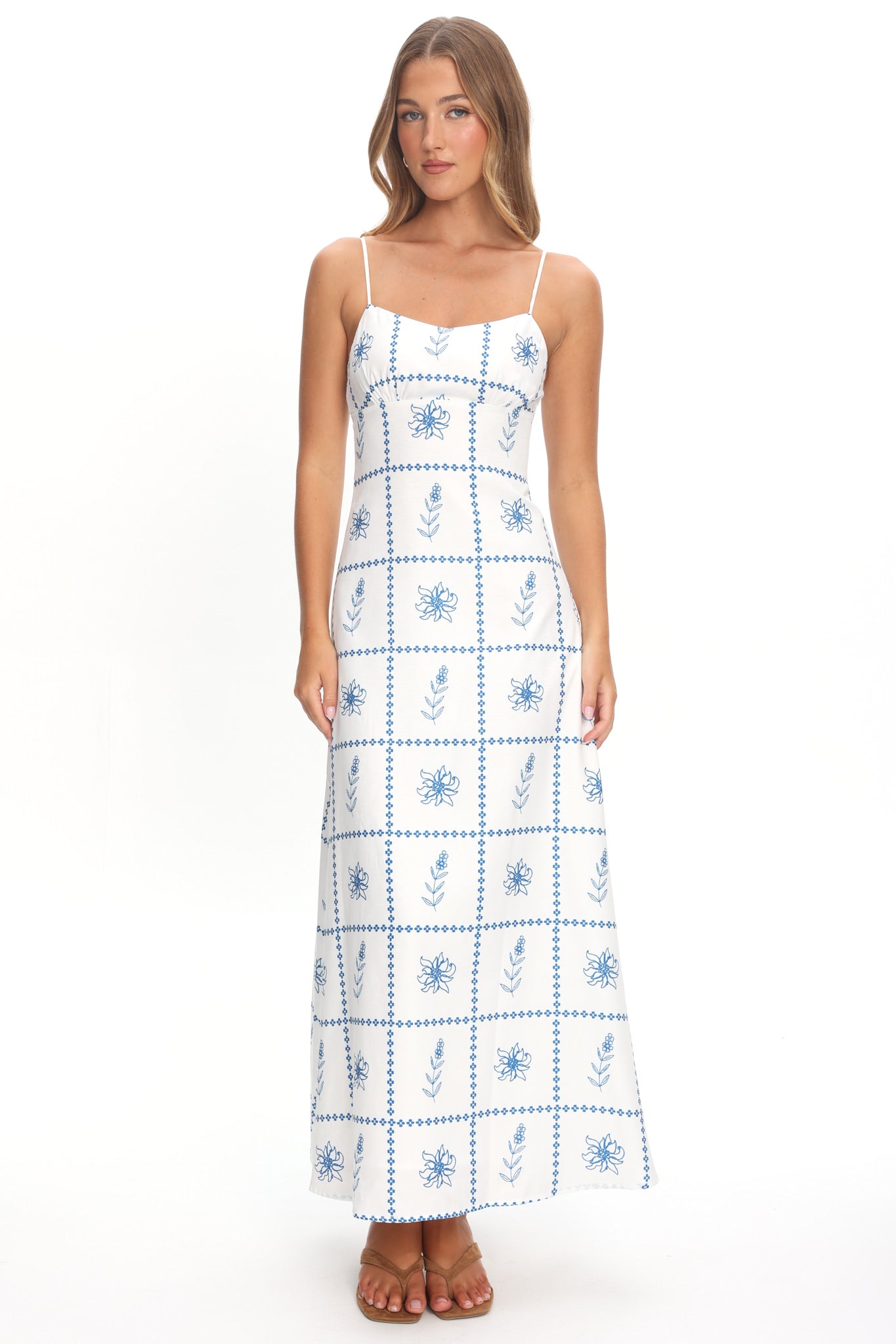 Naysha Cami Strap Maxi Dress Floral White by Selfie Leslie Australia