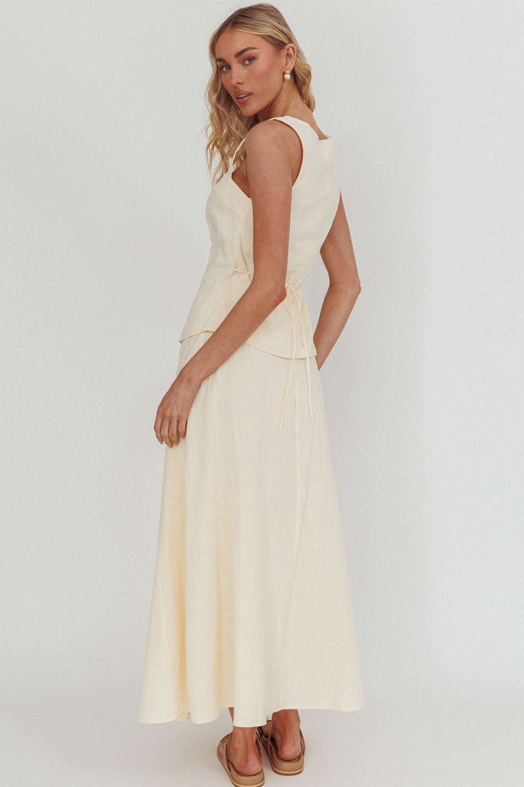 Morning Lights Godet Maxi Skirt Cream by Selfie Leslie Australia