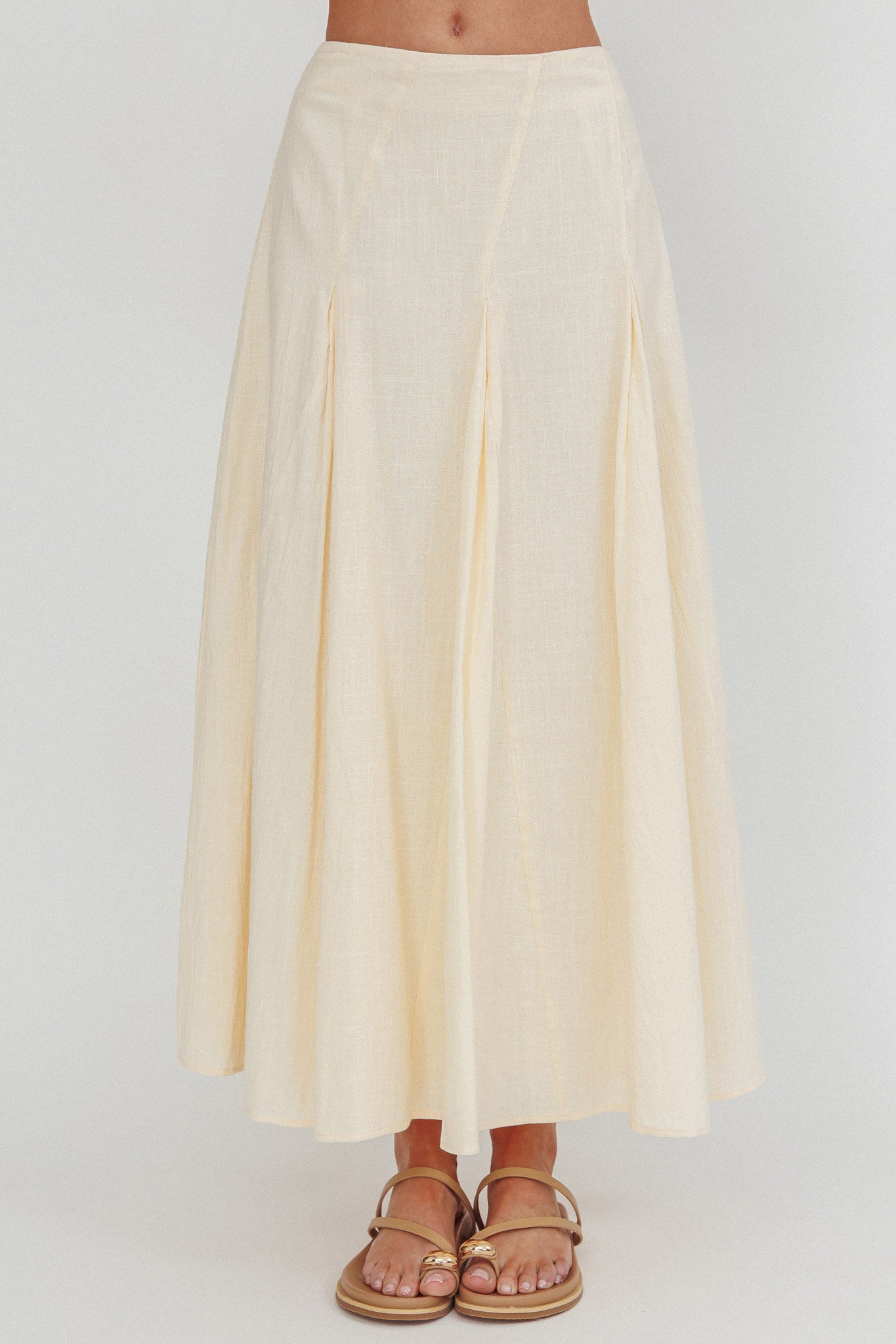Morning Lights Godet Maxi Skirt Cream by Selfie Leslie Australia