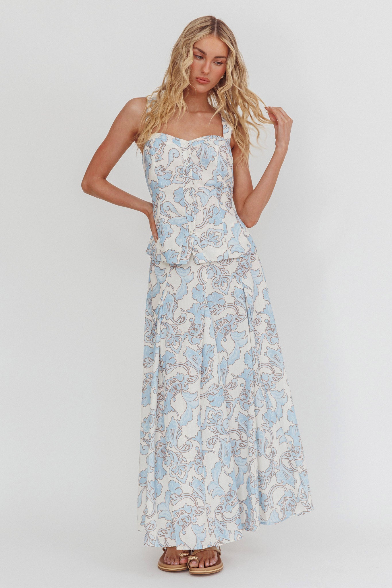 Morning Lights Godet Maxi Skirt Paisley by Selfie Leslie Australia