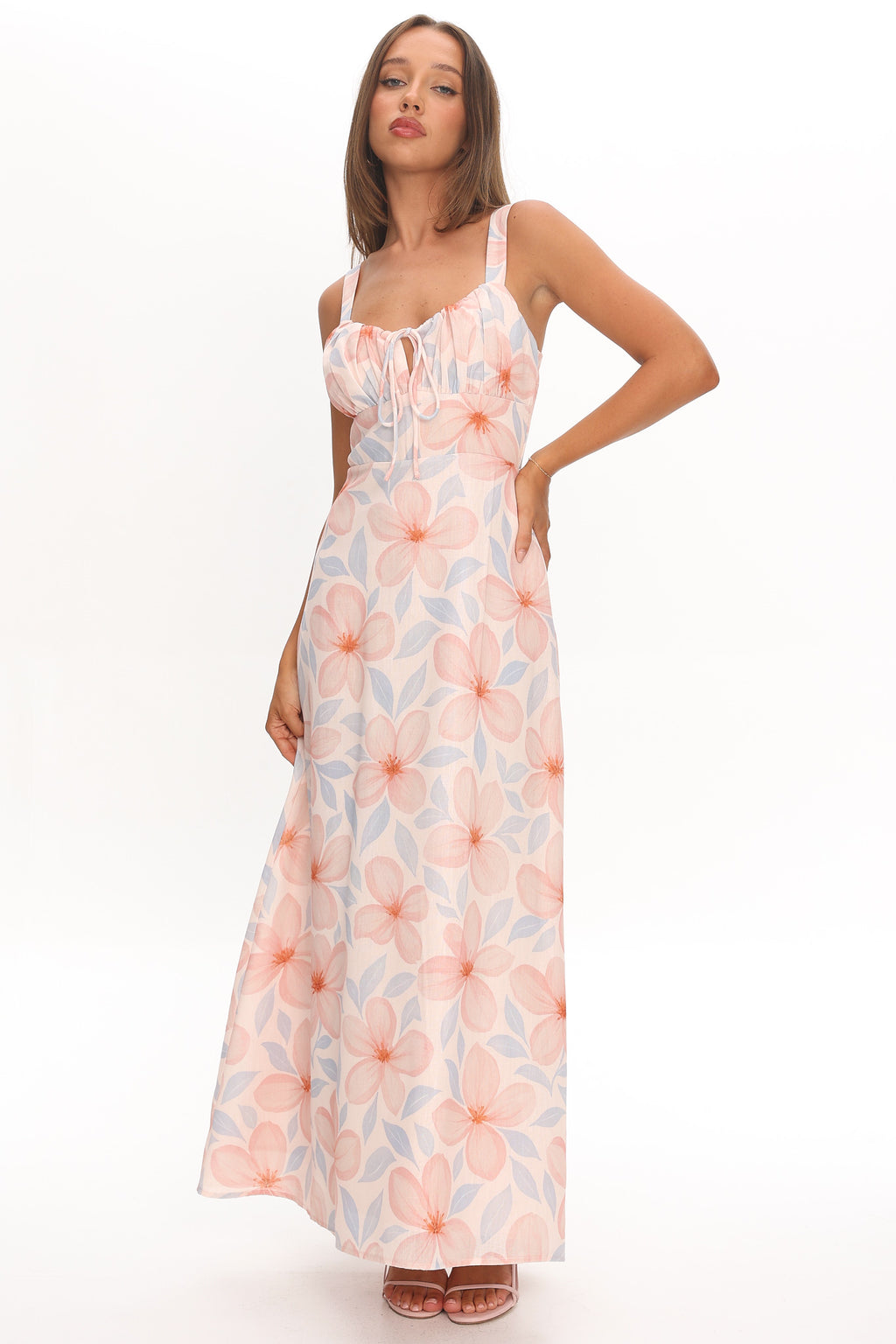 Arabella Tied Bust Maxi Dress Floral by Selfie Leslie Australia