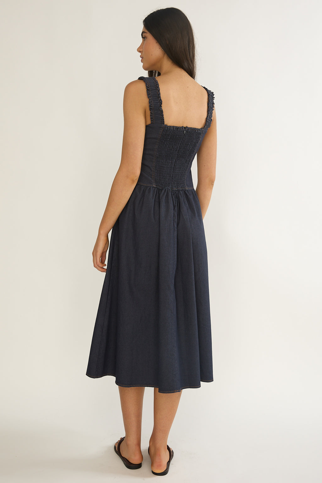 Idyllic Gathered Bust Midi Dress Indigo by Selfie Leslie Australia