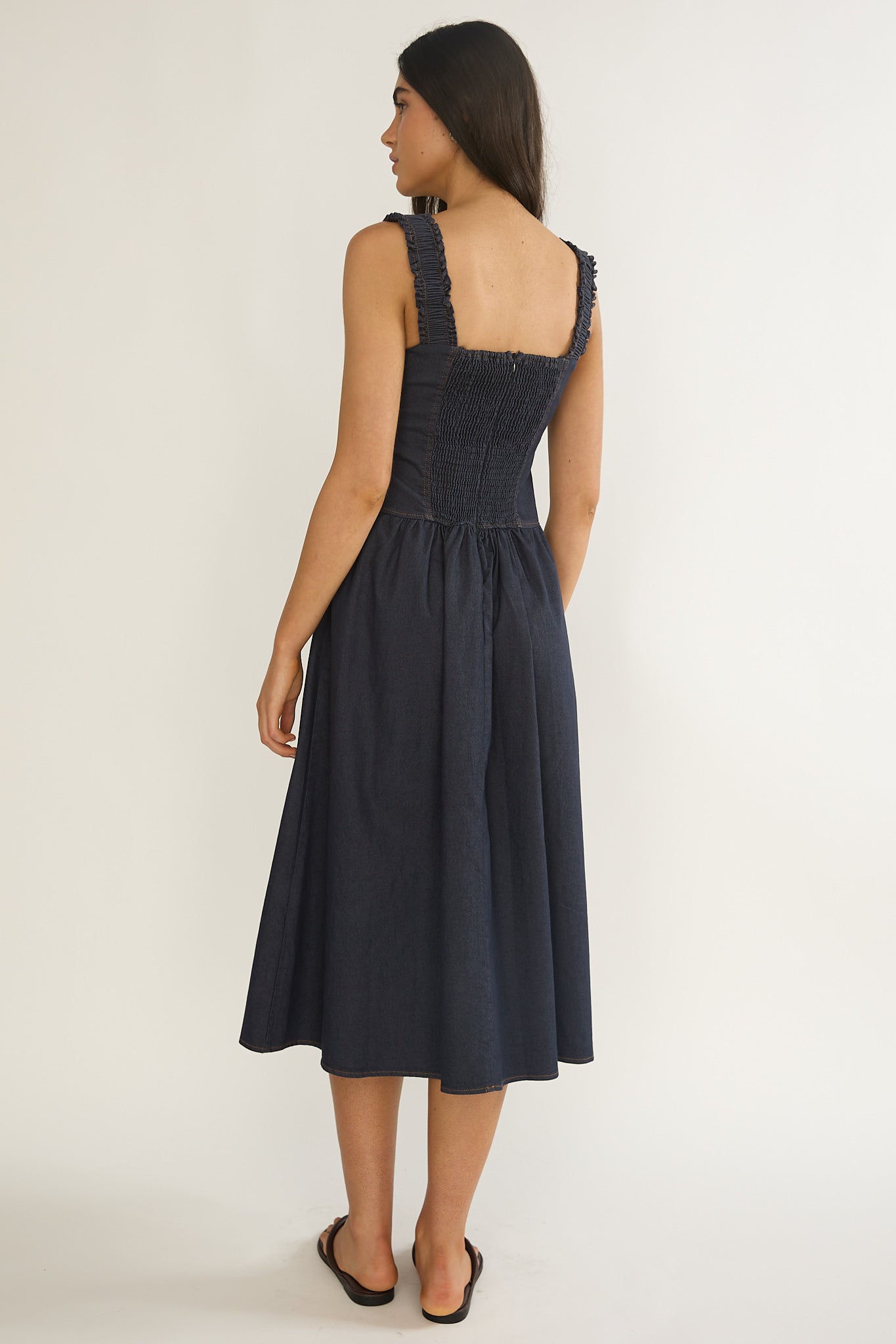 Idyllic Gathered Bust Midi Dress Indigo by Selfie Leslie Australia