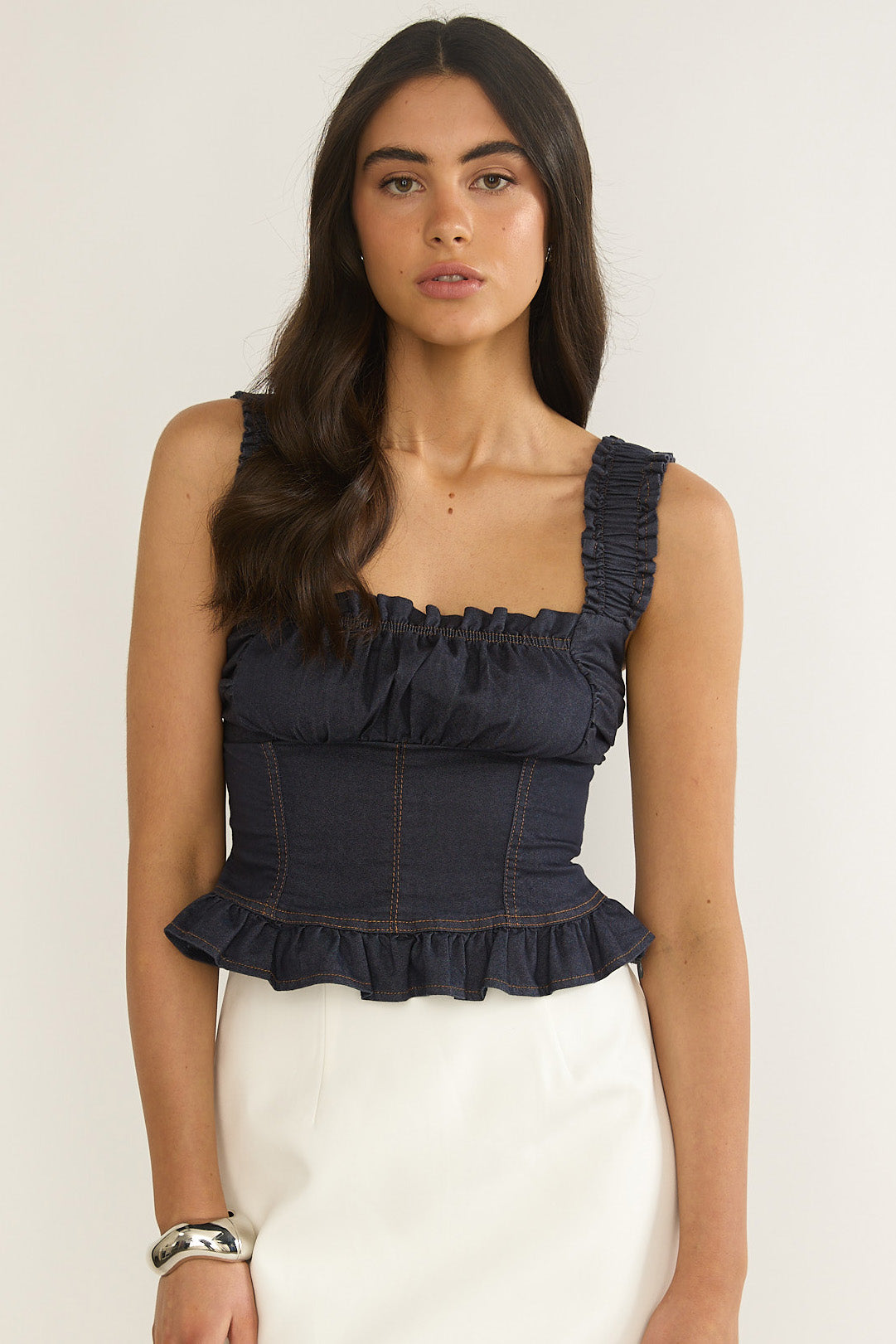 Pacer Smocked Top Indigo by Selfie Leslie Australia