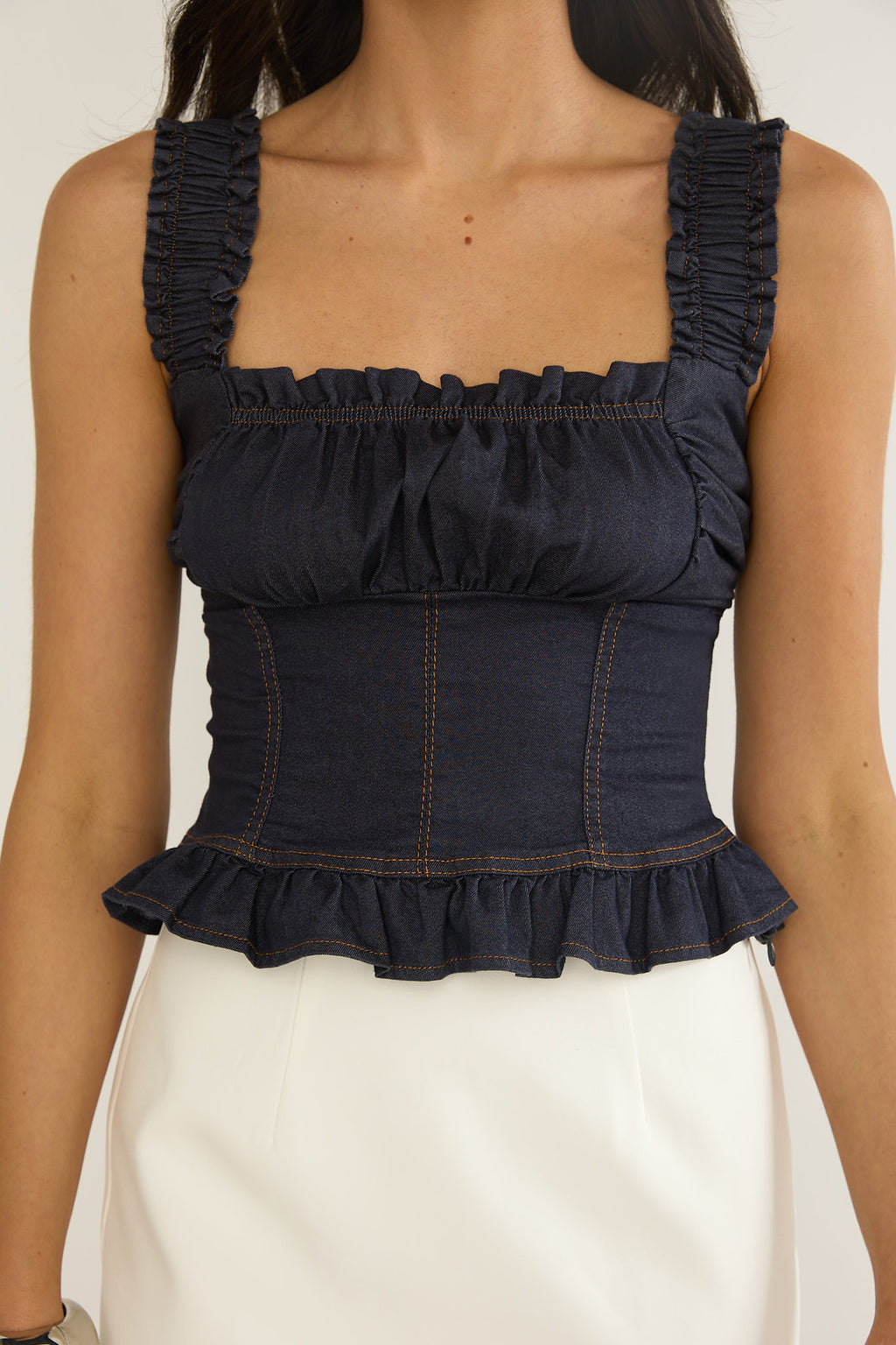Pacer Smocked Top Indigo by Selfie Leslie Australia
