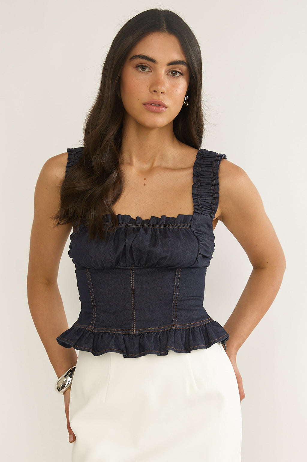 Pacer Smocked Top Indigo by Selfie Leslie Australia