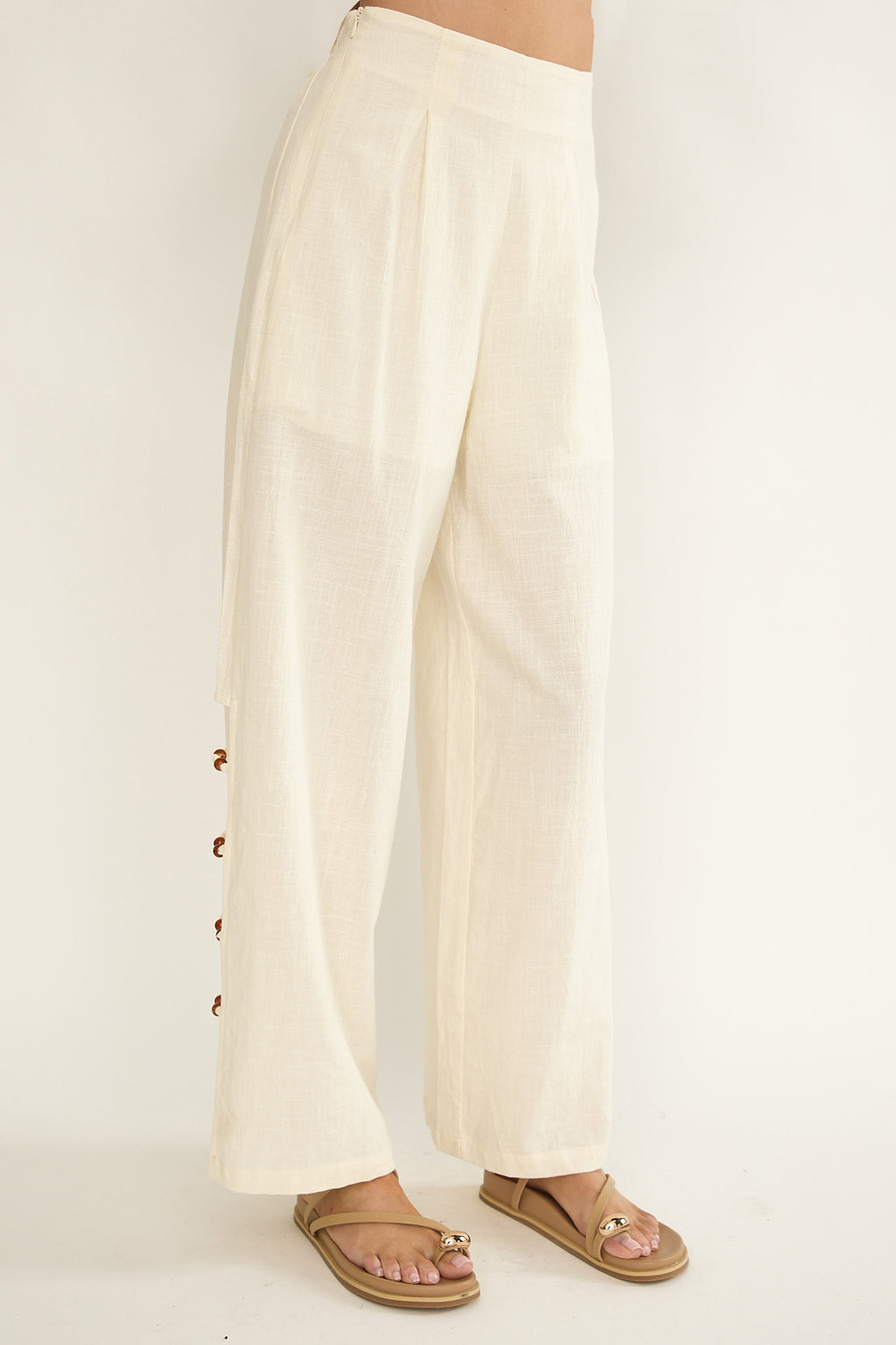 Dahlise Bead Trim Pants Cream by Selfie Leslie Australia