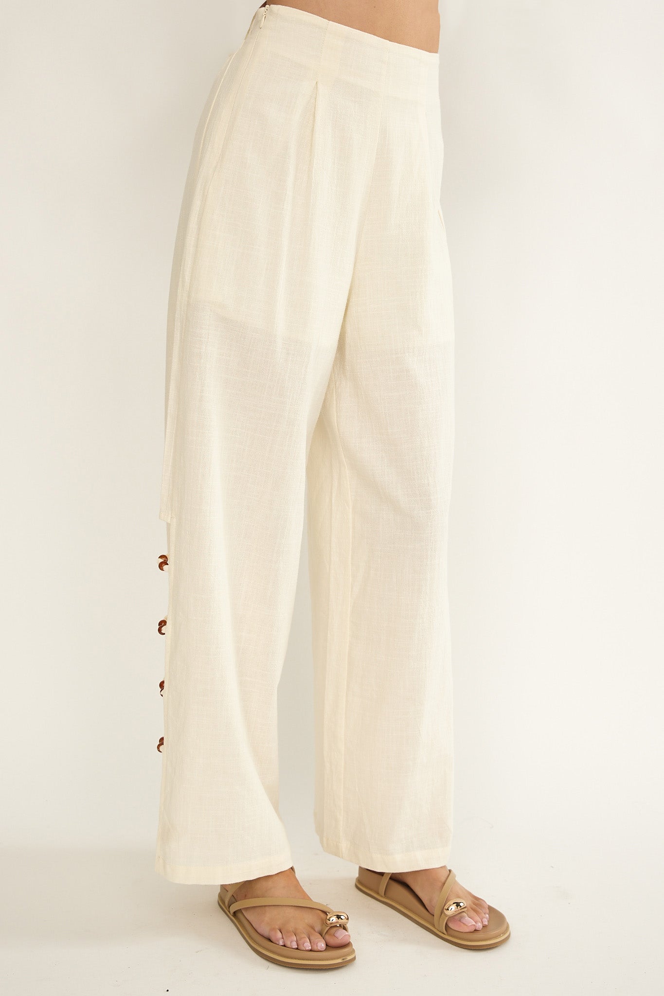 Dahlise Bead Trim Pants Cream by Selfie Leslie Australia