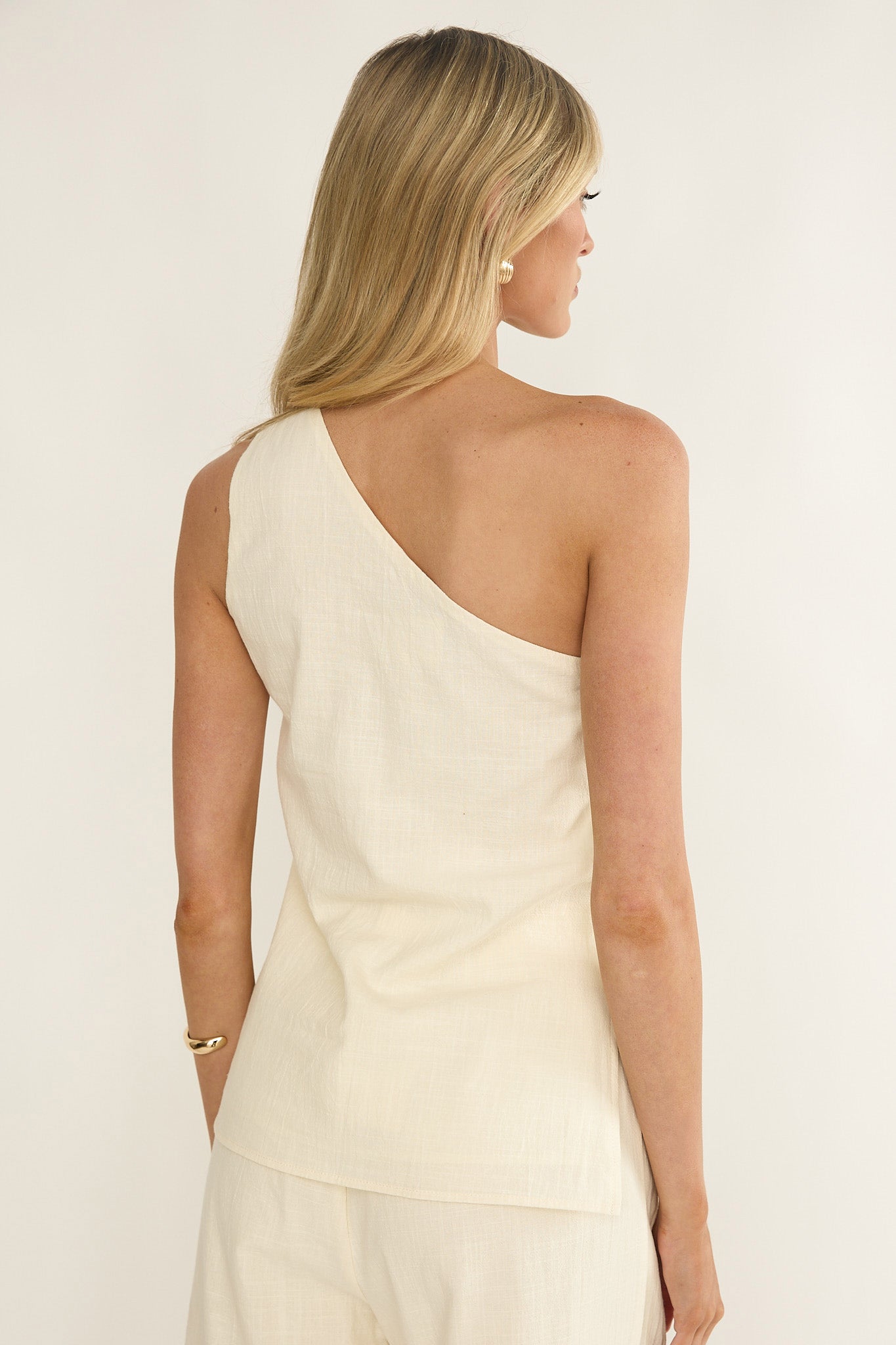 Dahlise One-Shoulder Side Tie Top Cream by Selfie Leslie Australia
