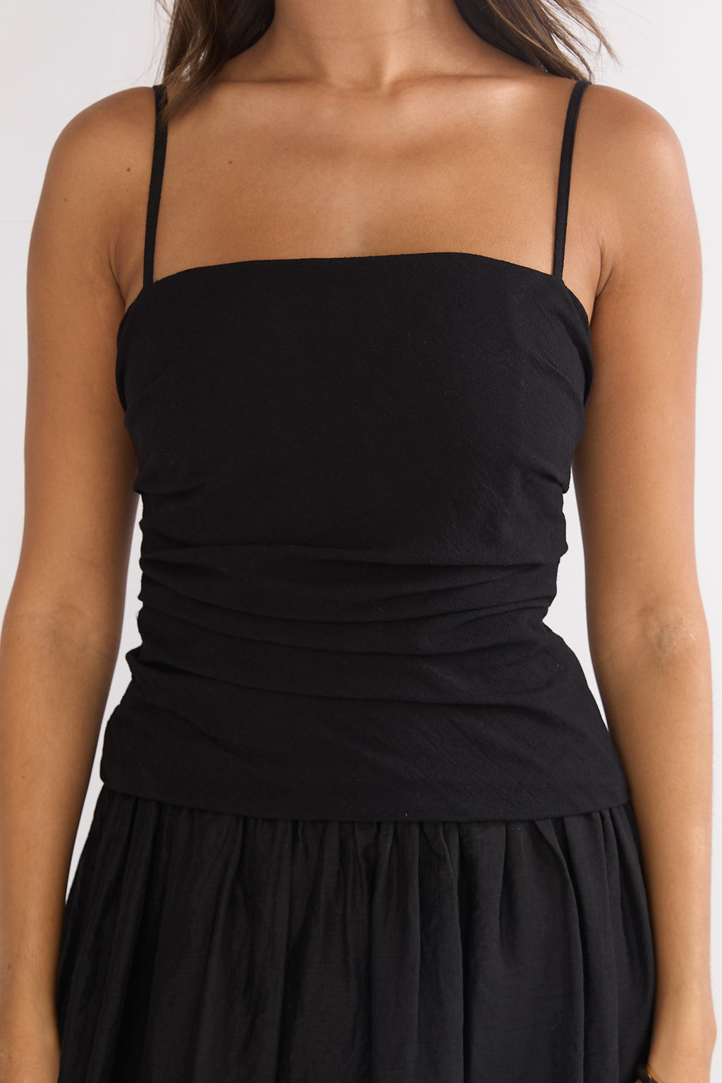 Tobi Square Neck A-Line Maxi Dress Black by Selfie Leslie Australia