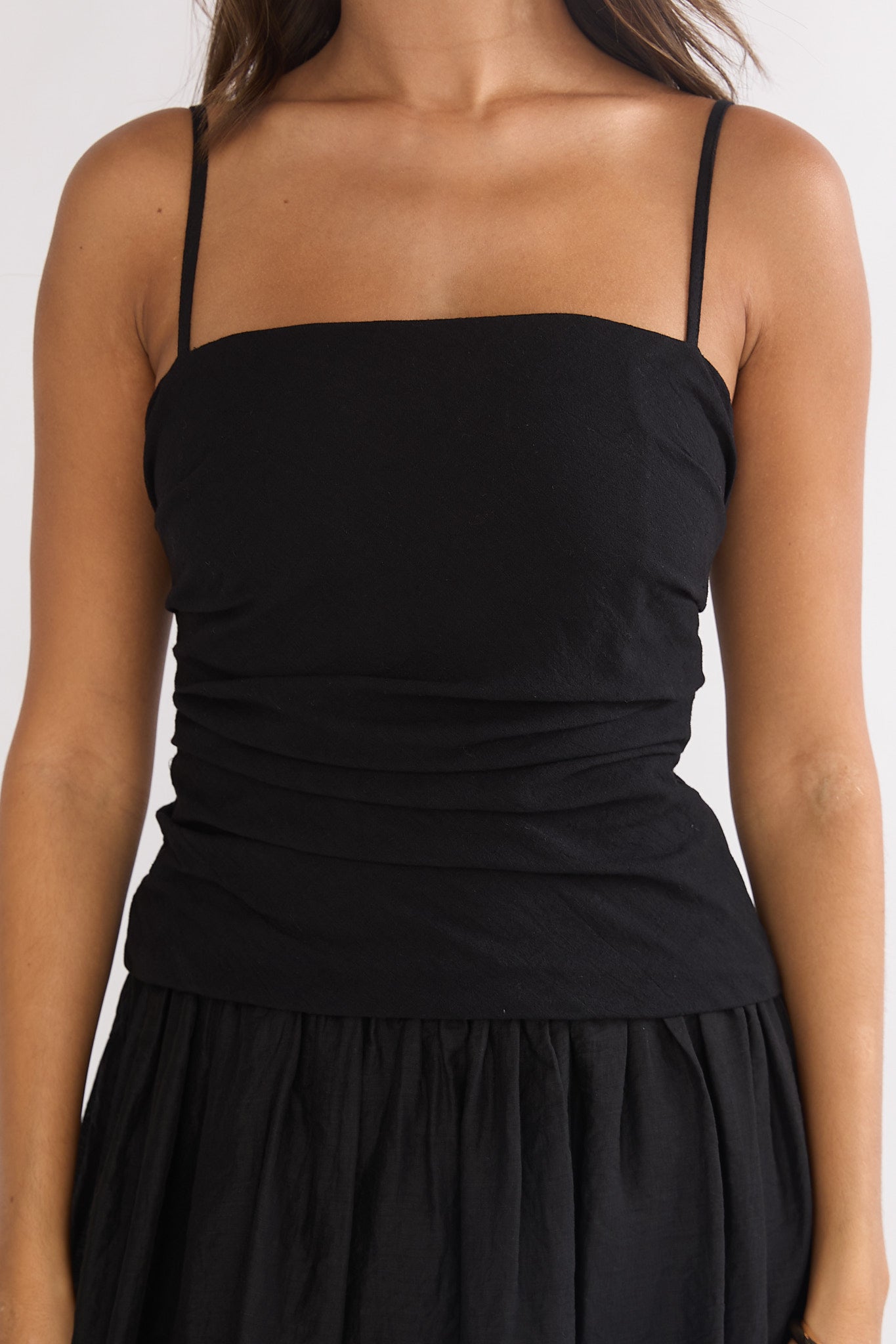 Tobi Square Neck A-Line Maxi Dress Black by Selfie Leslie Australia