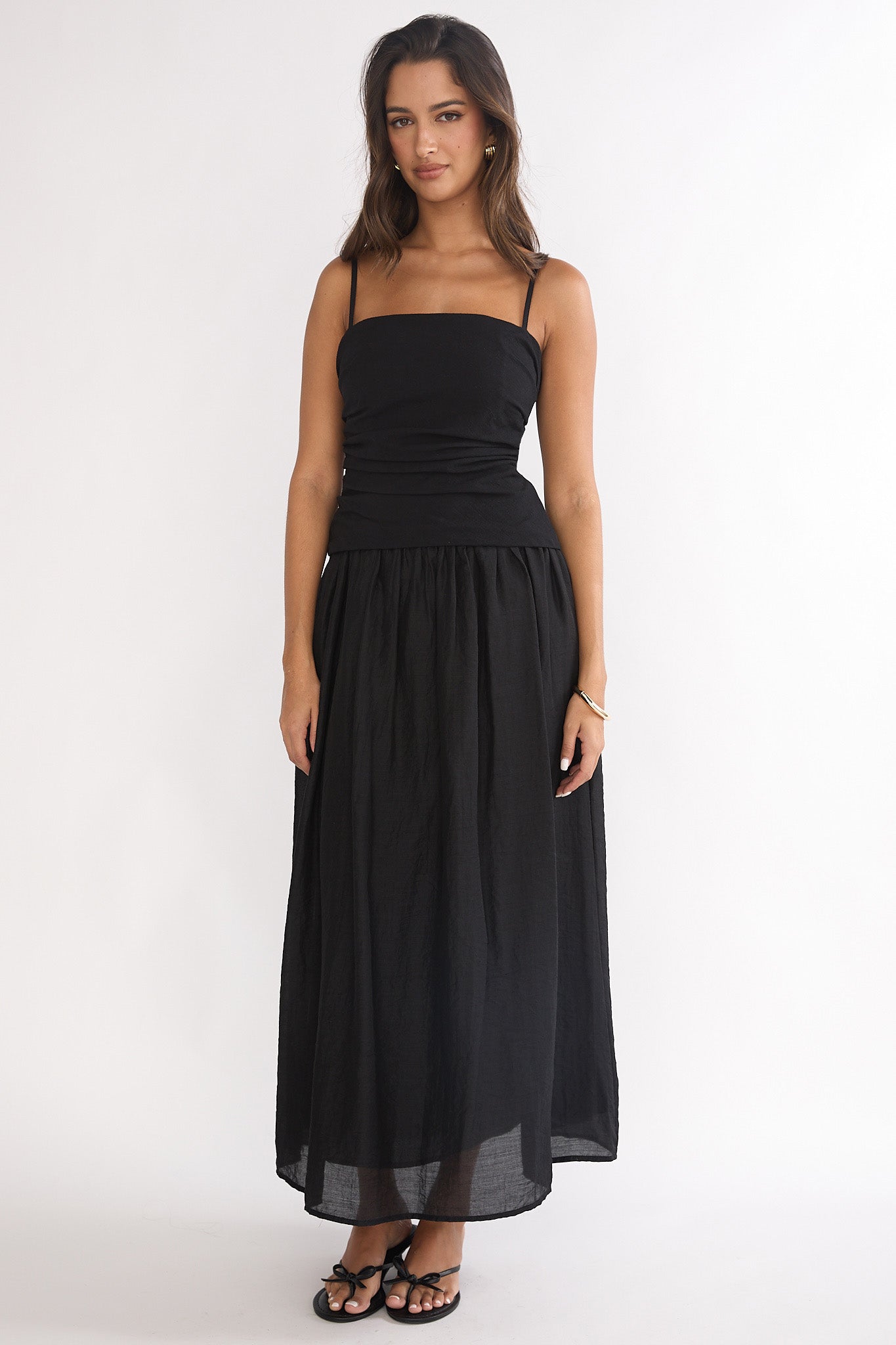 Tobi Square Neck A-Line Maxi Dress Black by Selfie Leslie Australia