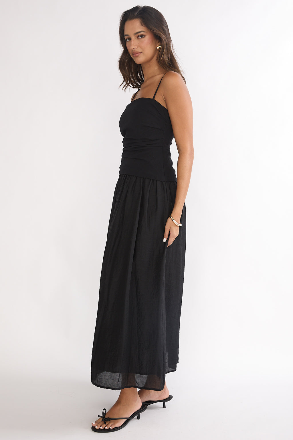 Tobi Square Neck A-Line Maxi Dress Black by Selfie Leslie Australia