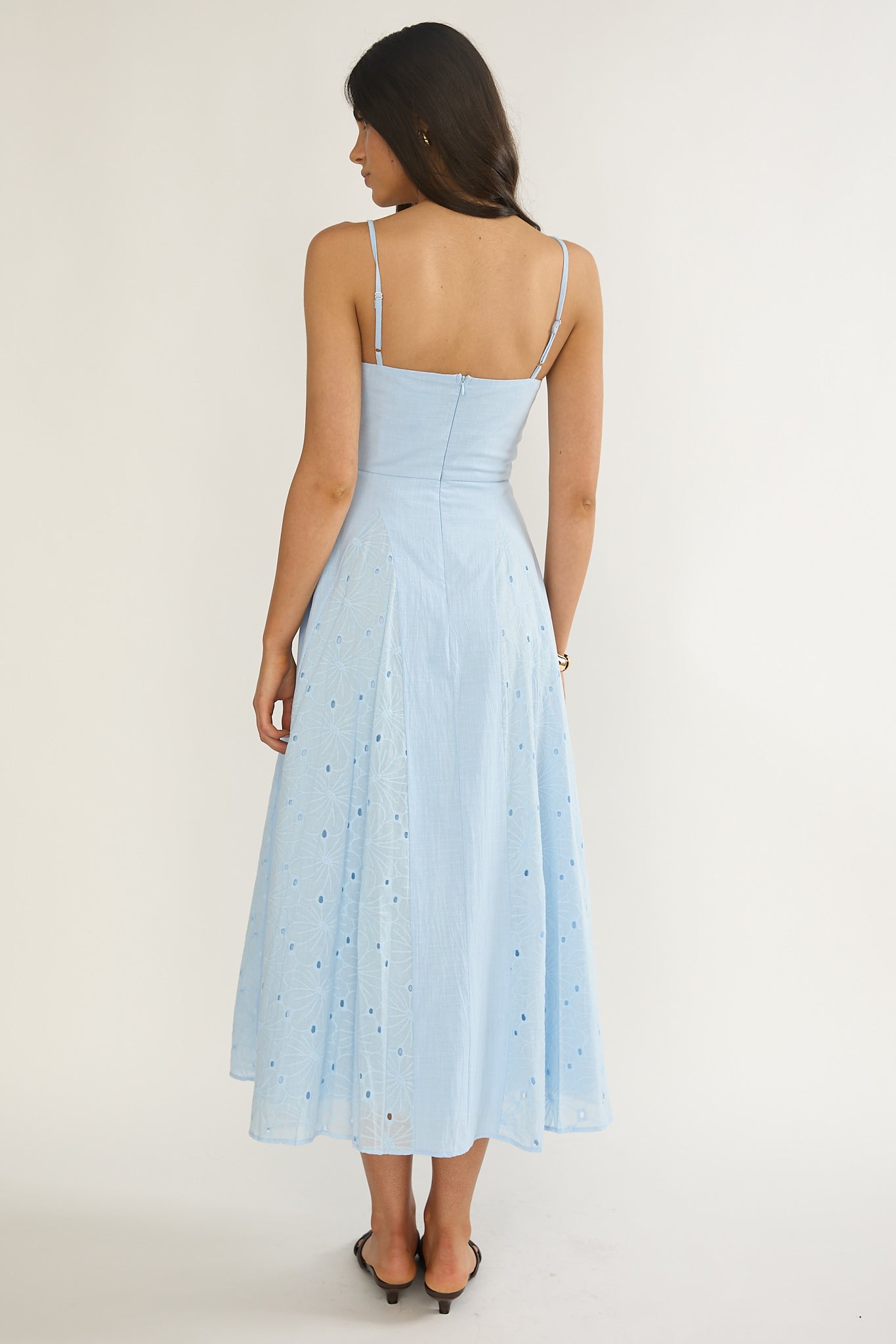 Shaye Embroidery Insert Maxi Dress Blue by Selfie Leslie Australia