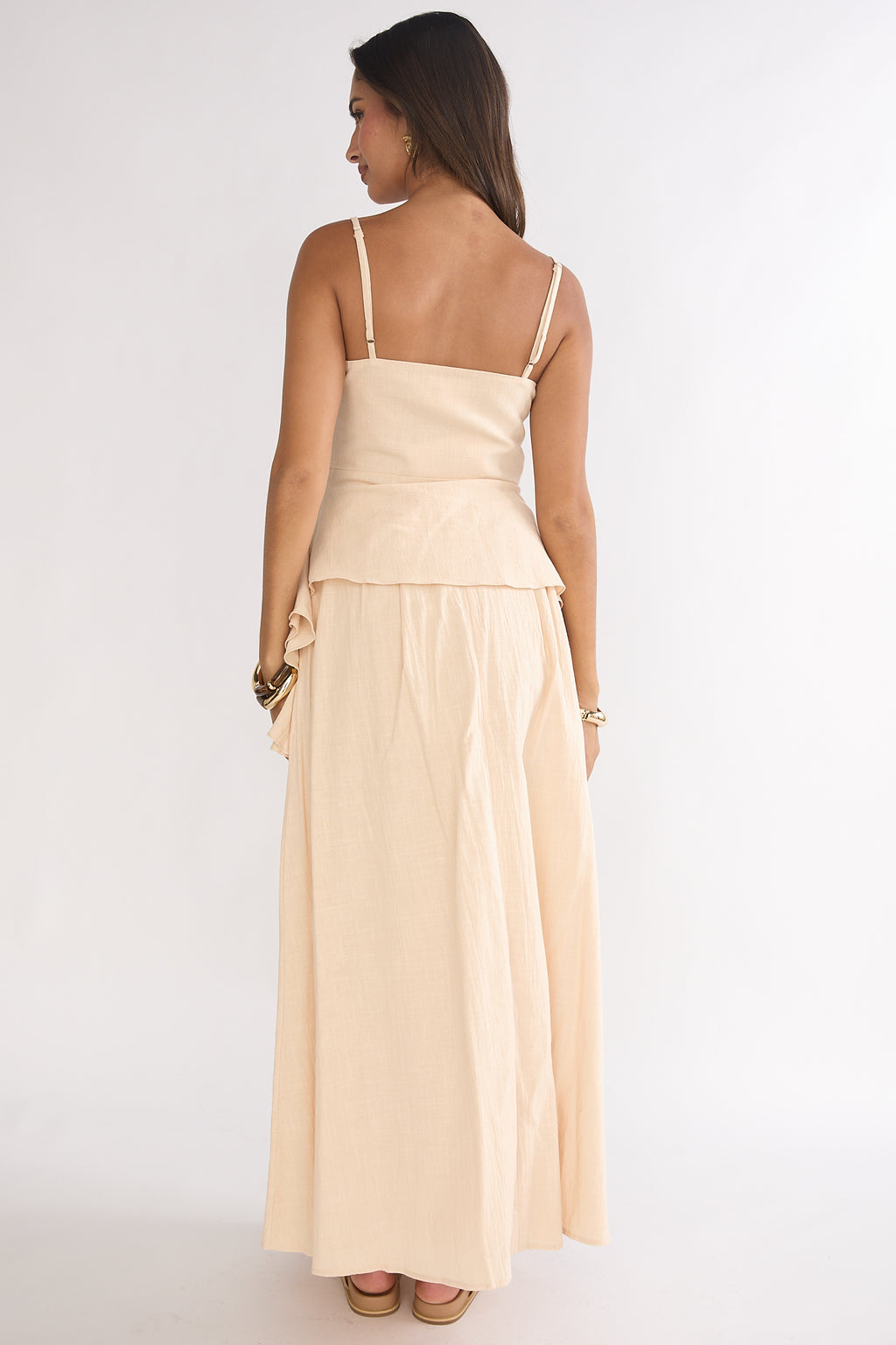 Riviera Romance Pleat Maxi Skirt Cream by Selfie Leslie Australia
