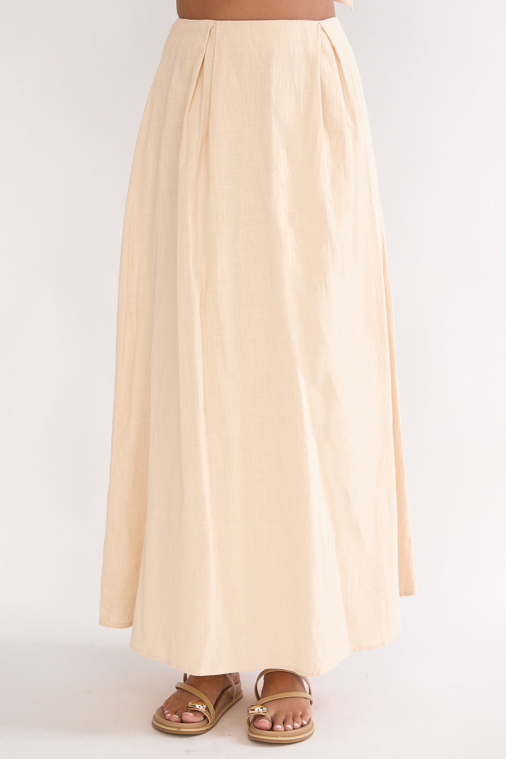 Riviera Romance Pleat Maxi Skirt Cream by Selfie Leslie Australia