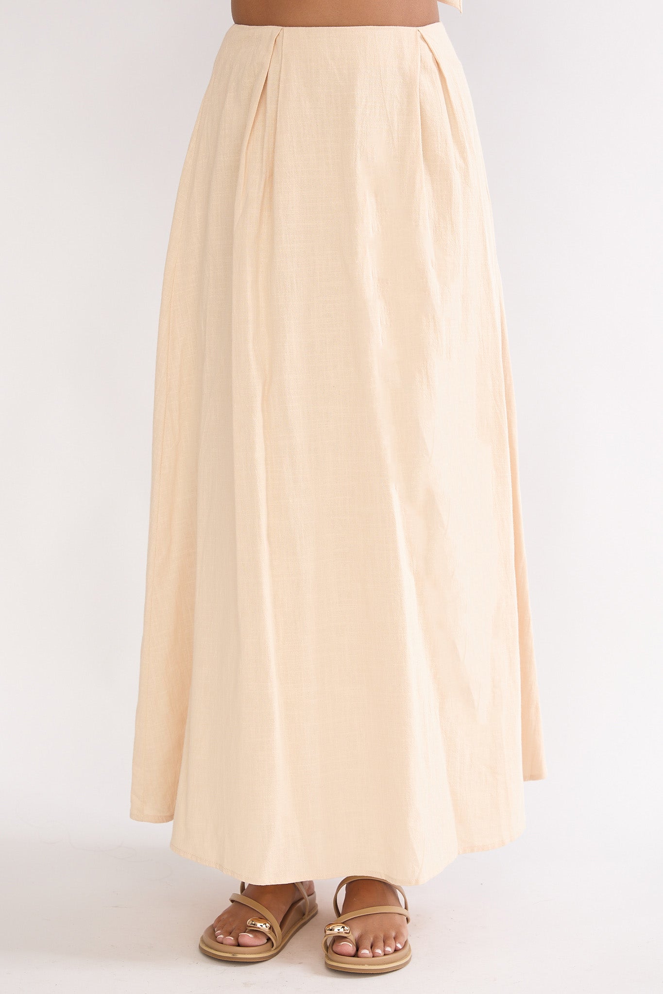 Riviera Romance Pleat Maxi Skirt Cream by Selfie Leslie Australia