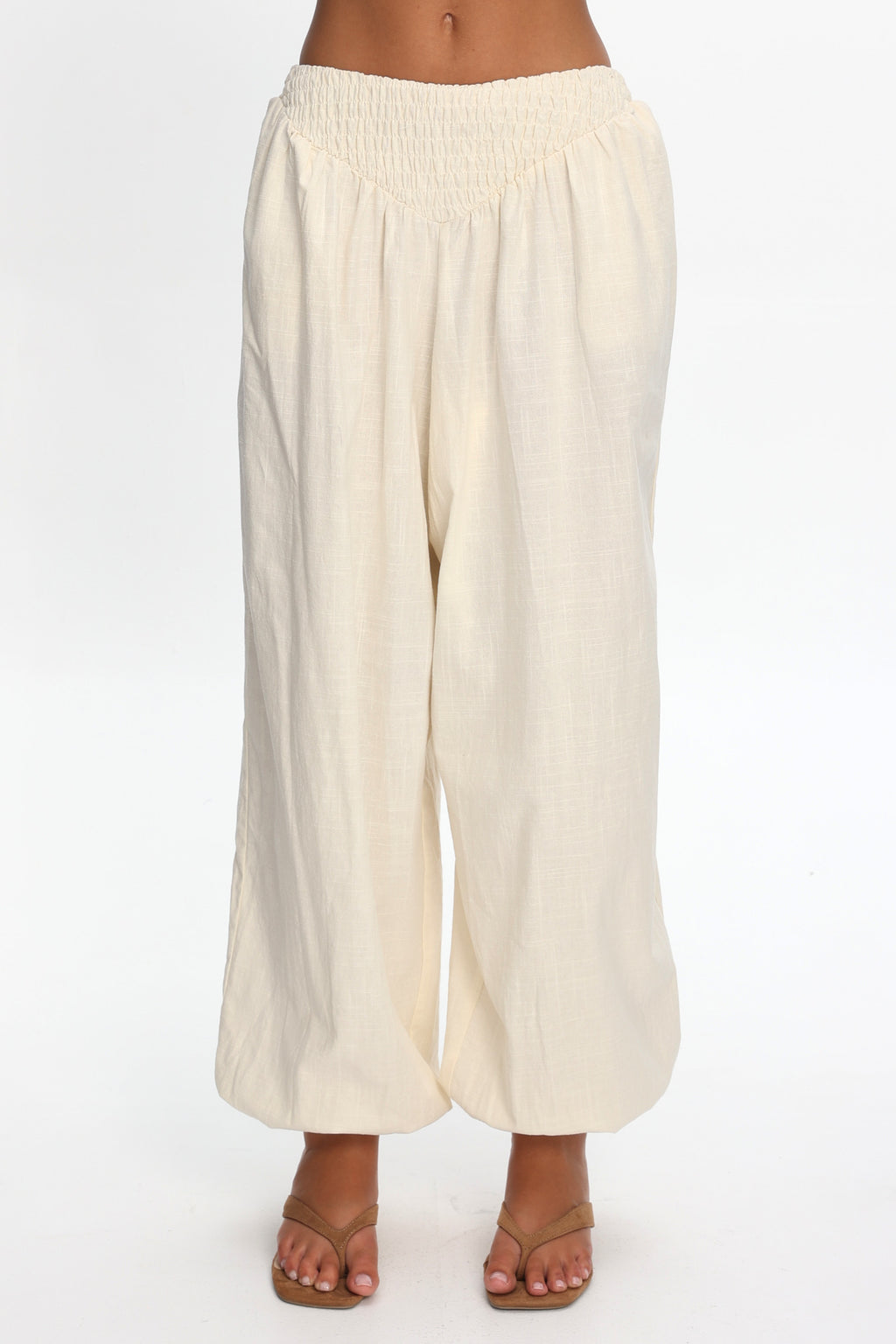Norina Shirred Waist Pants Cream by Selfie Leslie Australia