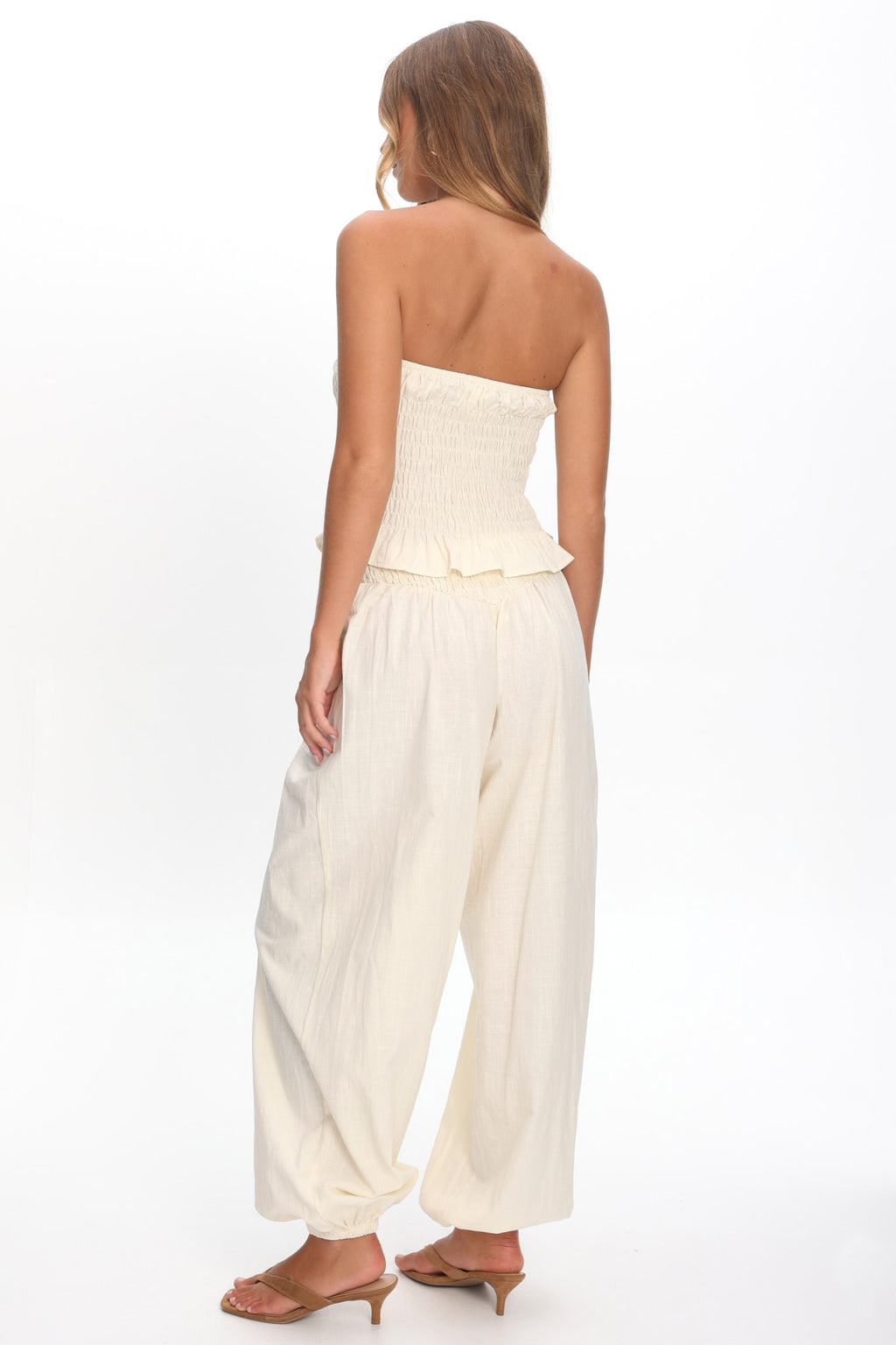 Norina Shirred Strapless Top Cream by Selfie Leslie Australia