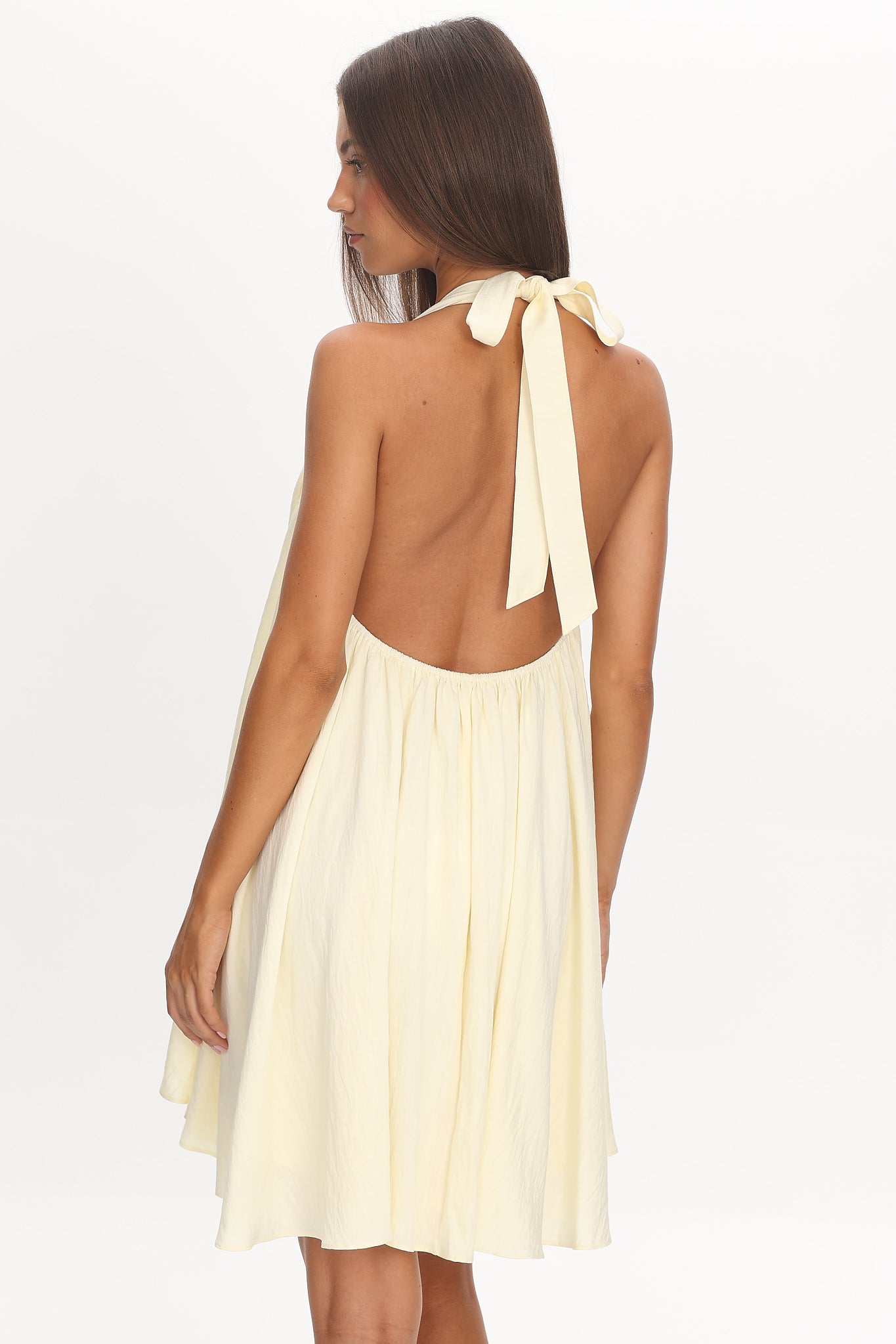Song and Dance Halter Mini Dress Butter