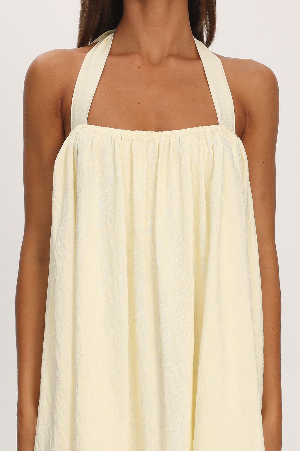 Song and Dance Halter Mini Dress Butter