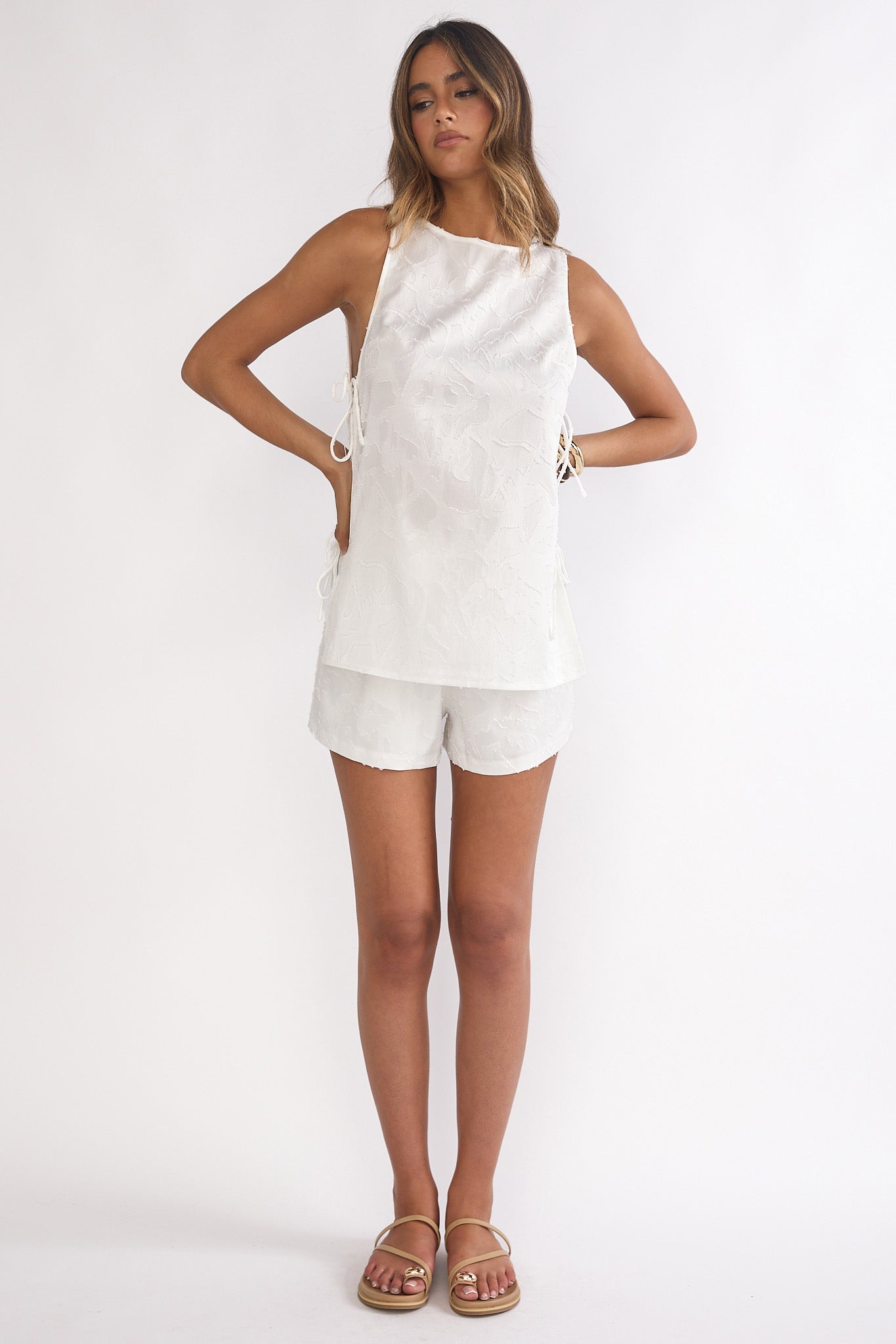 Honeykiss Tie Side Top White by Selfie Leslie Australia