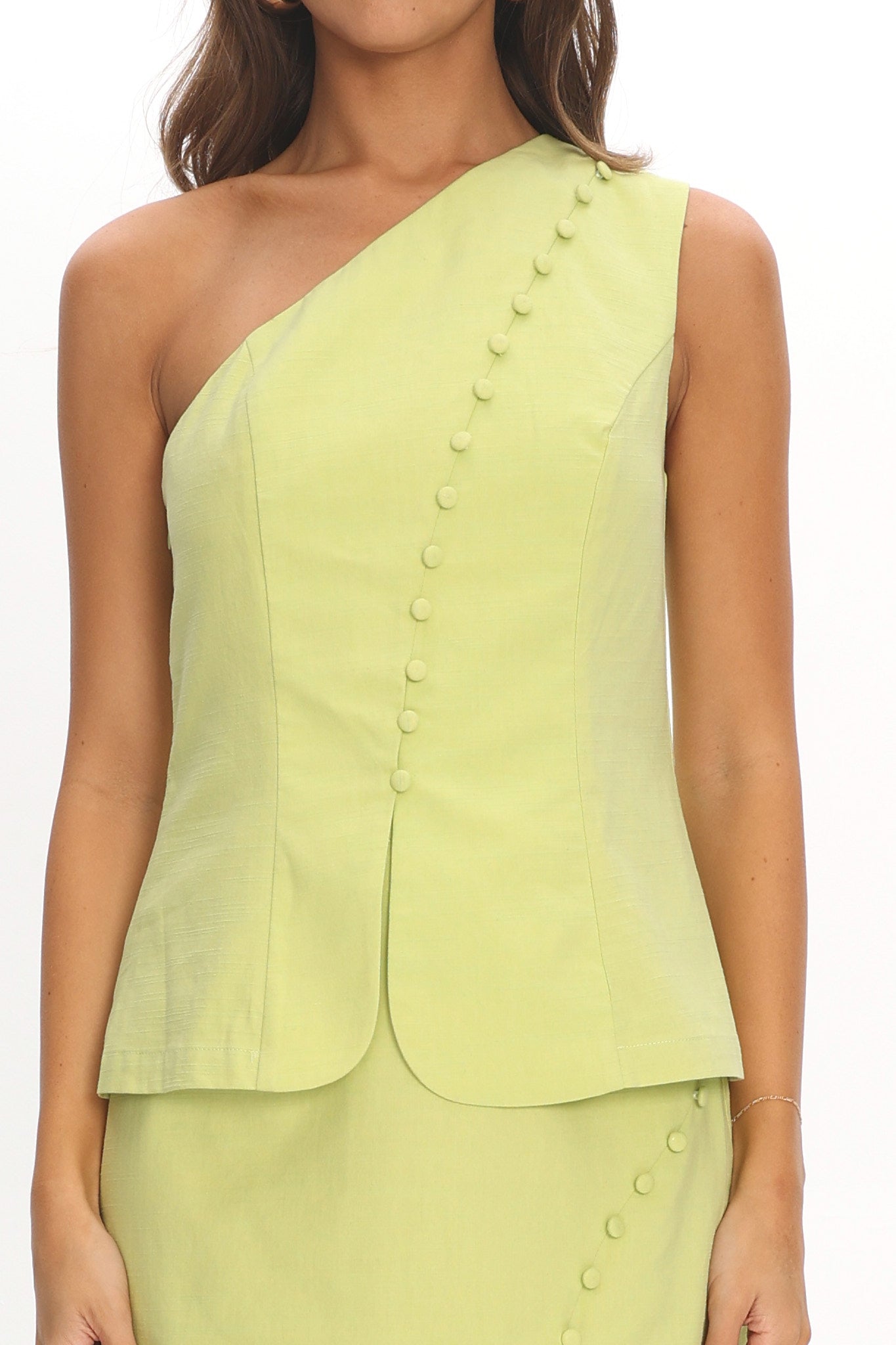 Alessora One Shoulder Top Lime by Selfie Leslie Australia