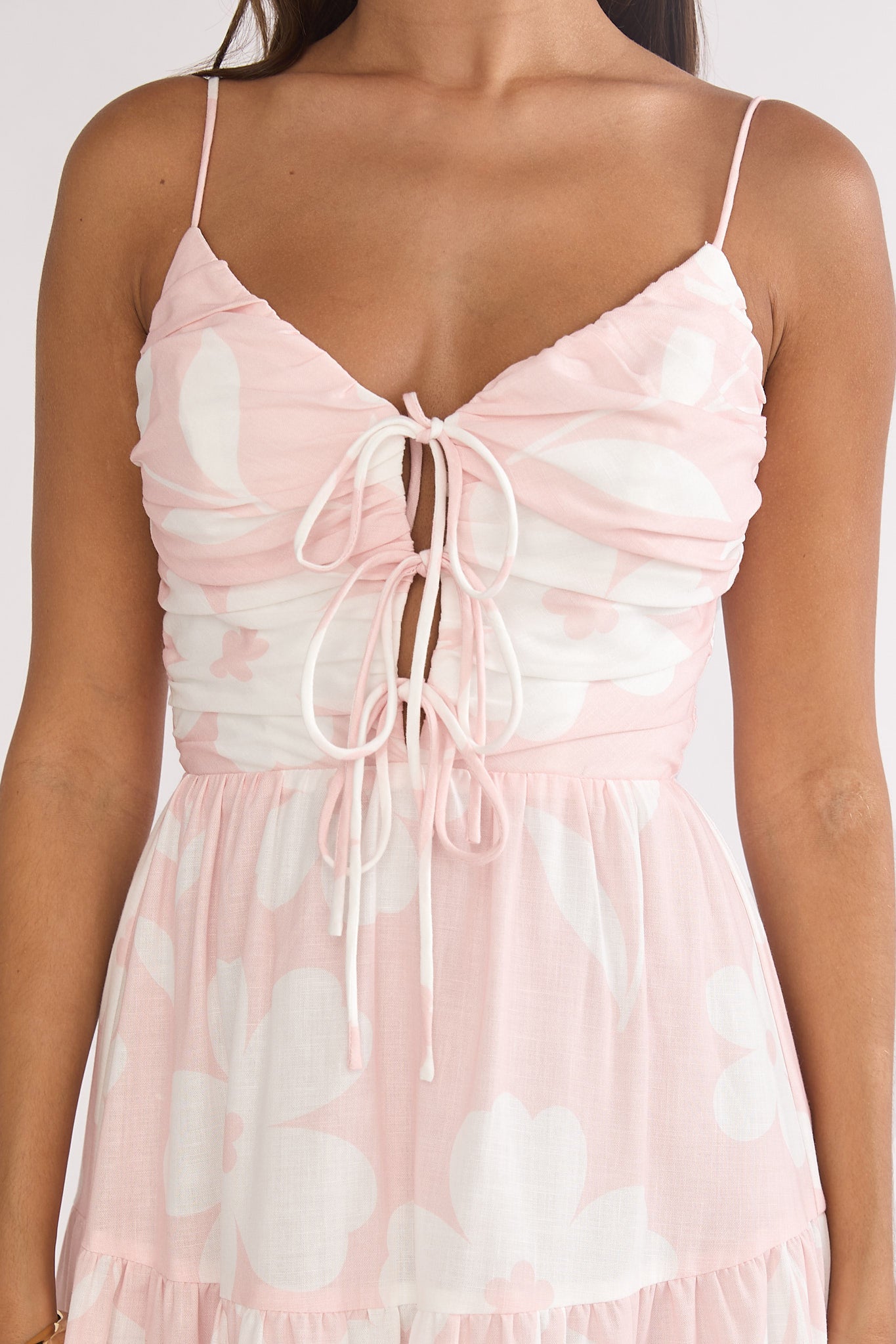 Darelle Tied Bodice Maxi Dress Floral Pink by Selfie Leslie Australia