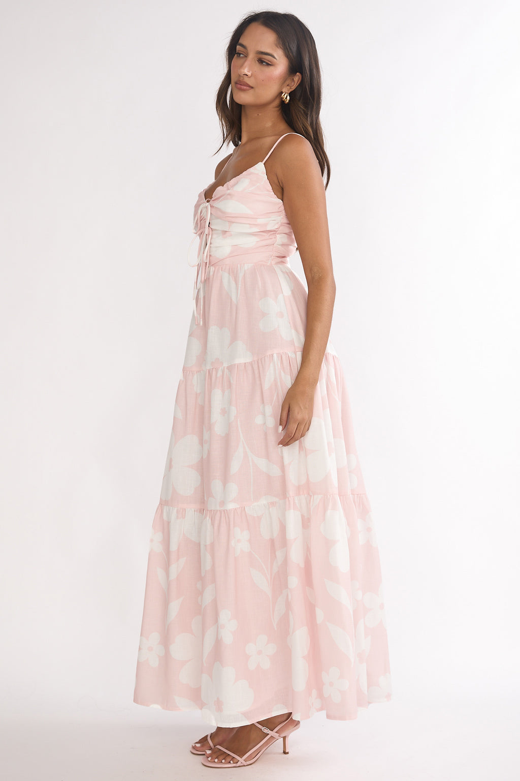 Darelle Tied Bodice Maxi Dress Floral Pink by Selfie Leslie Australia