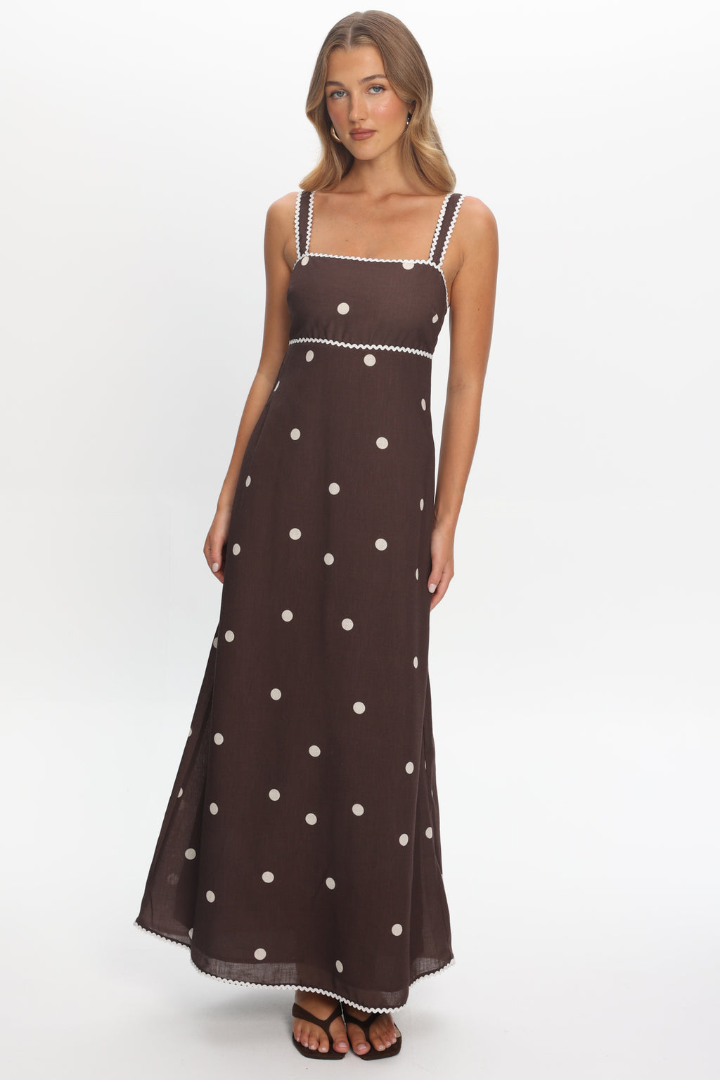 Teena Square Neckline Maxi Dress Print Chocolate by Selfie Leslie Australia