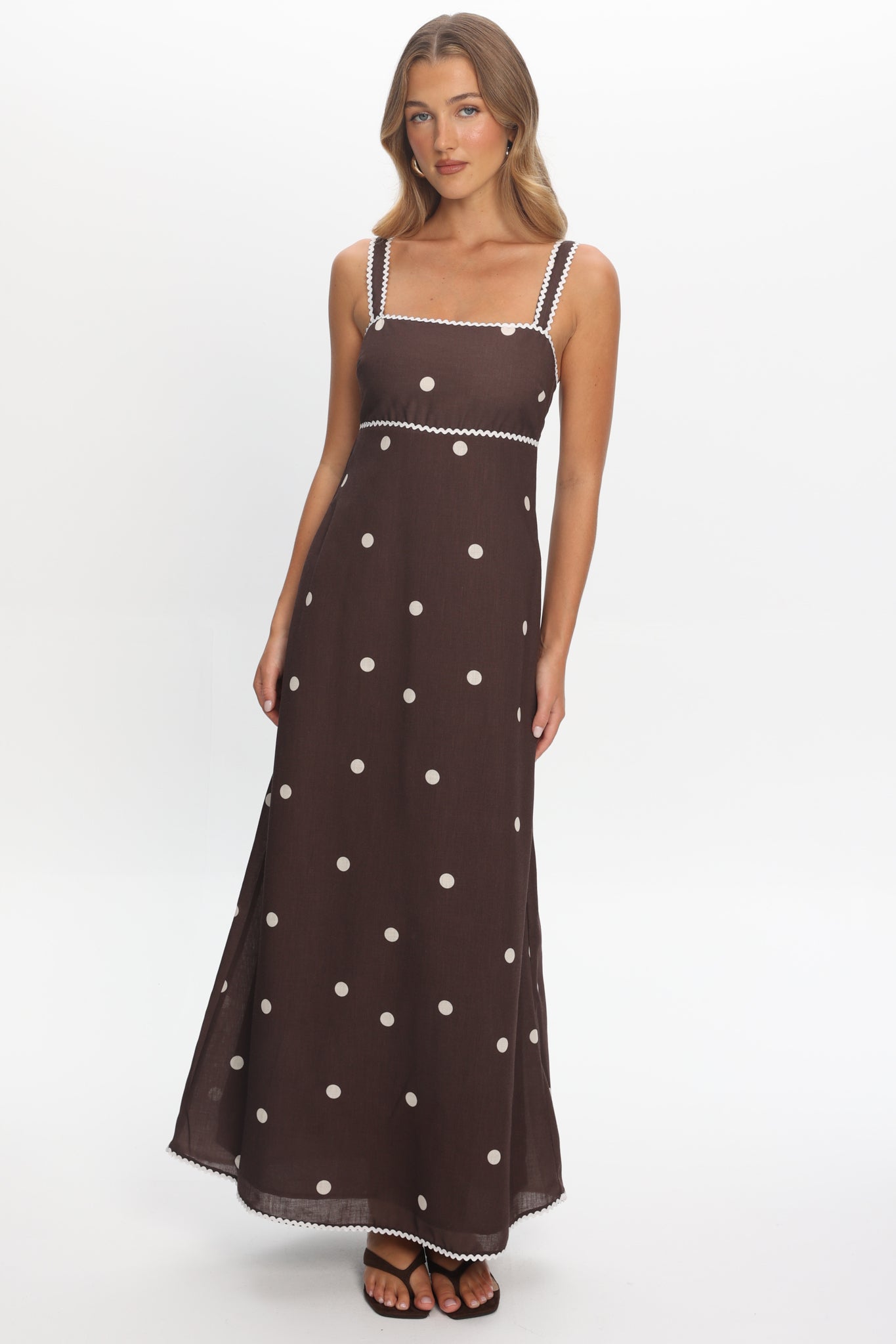 Teena Square Neckline Maxi Dress Print Chocolate by Selfie Leslie Australia