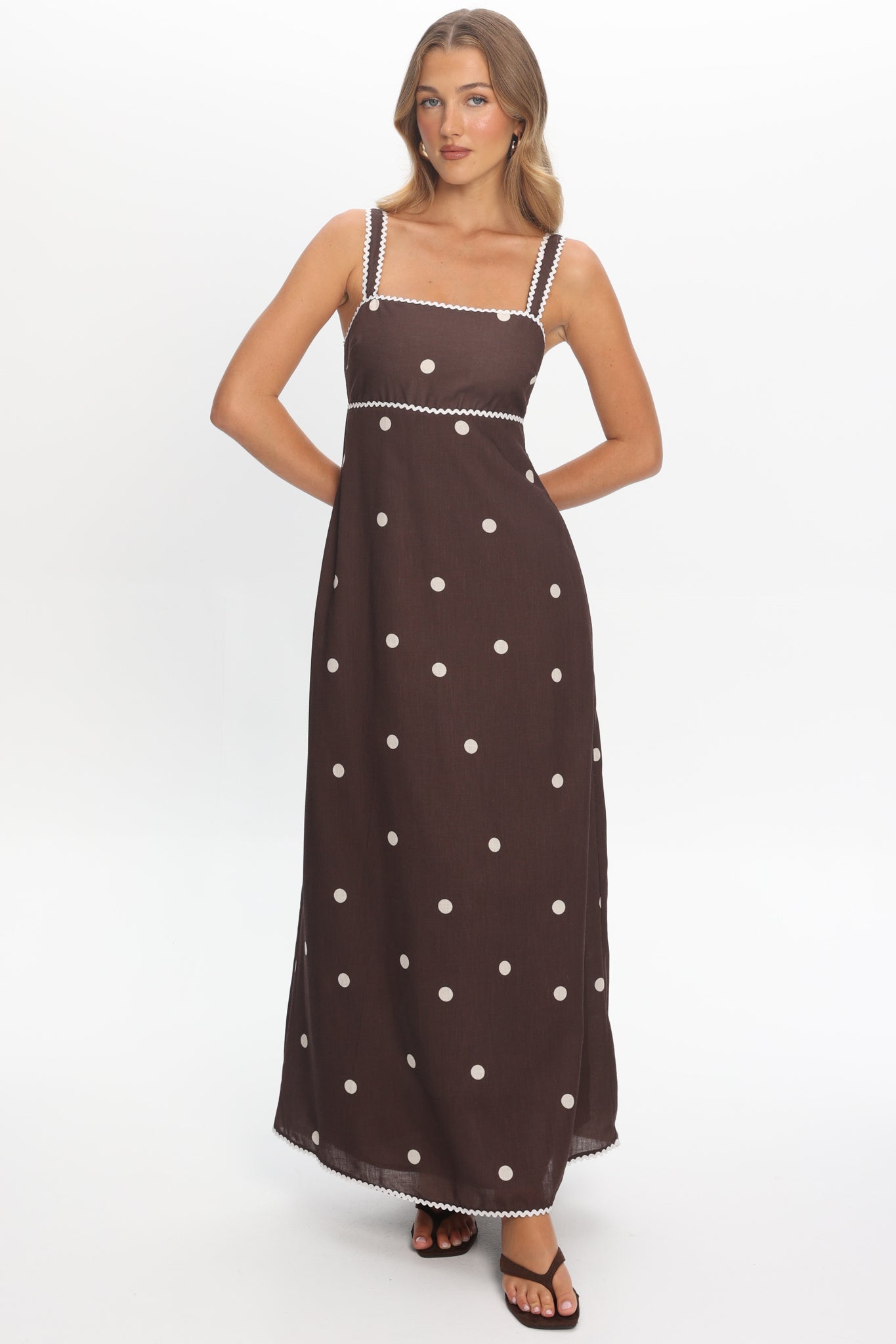 Teena Square Neckline Maxi Dress Print Chocolate by Selfie Leslie Australia