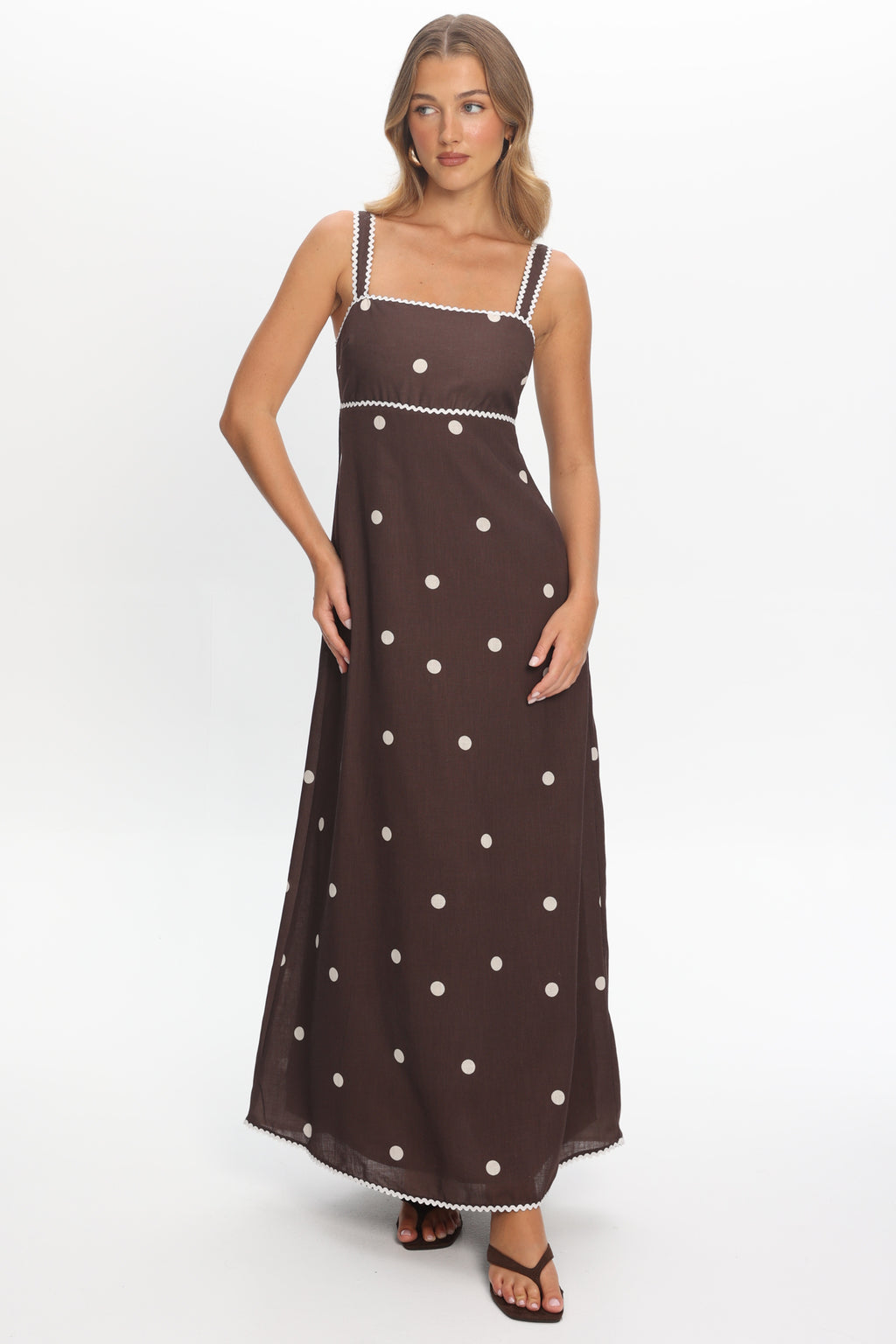 Teena Square Neckline Maxi Dress Print Chocolate by Selfie Leslie Australia
