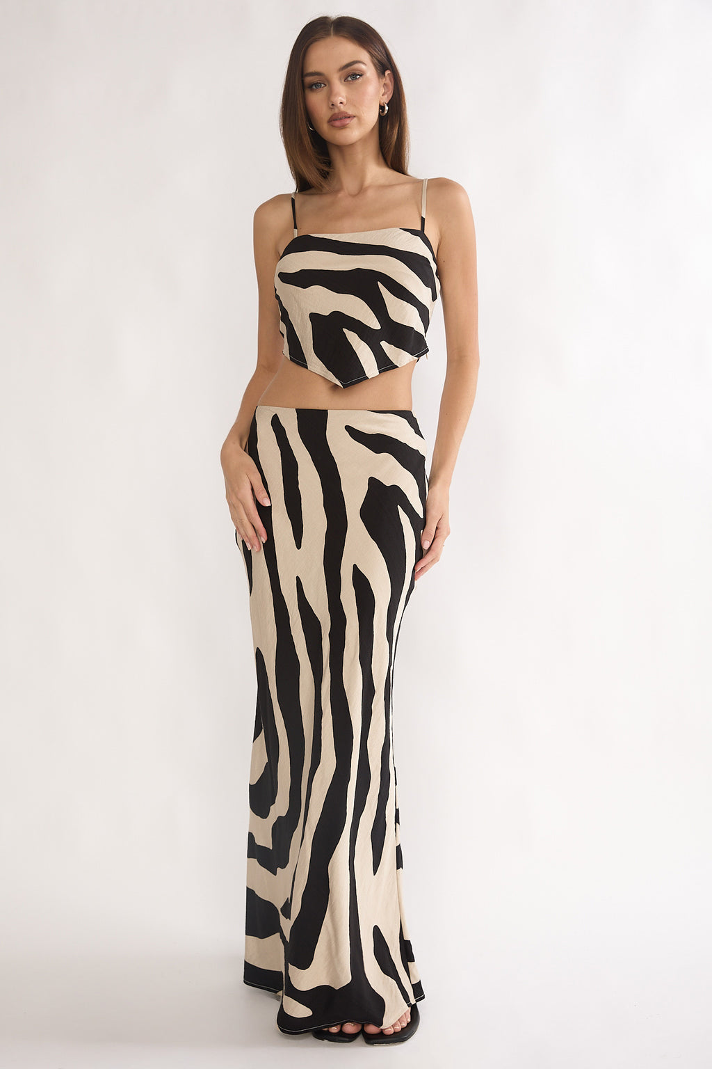 Blythe Maxi Skirt Zebra Black by Selfie Leslie Australia