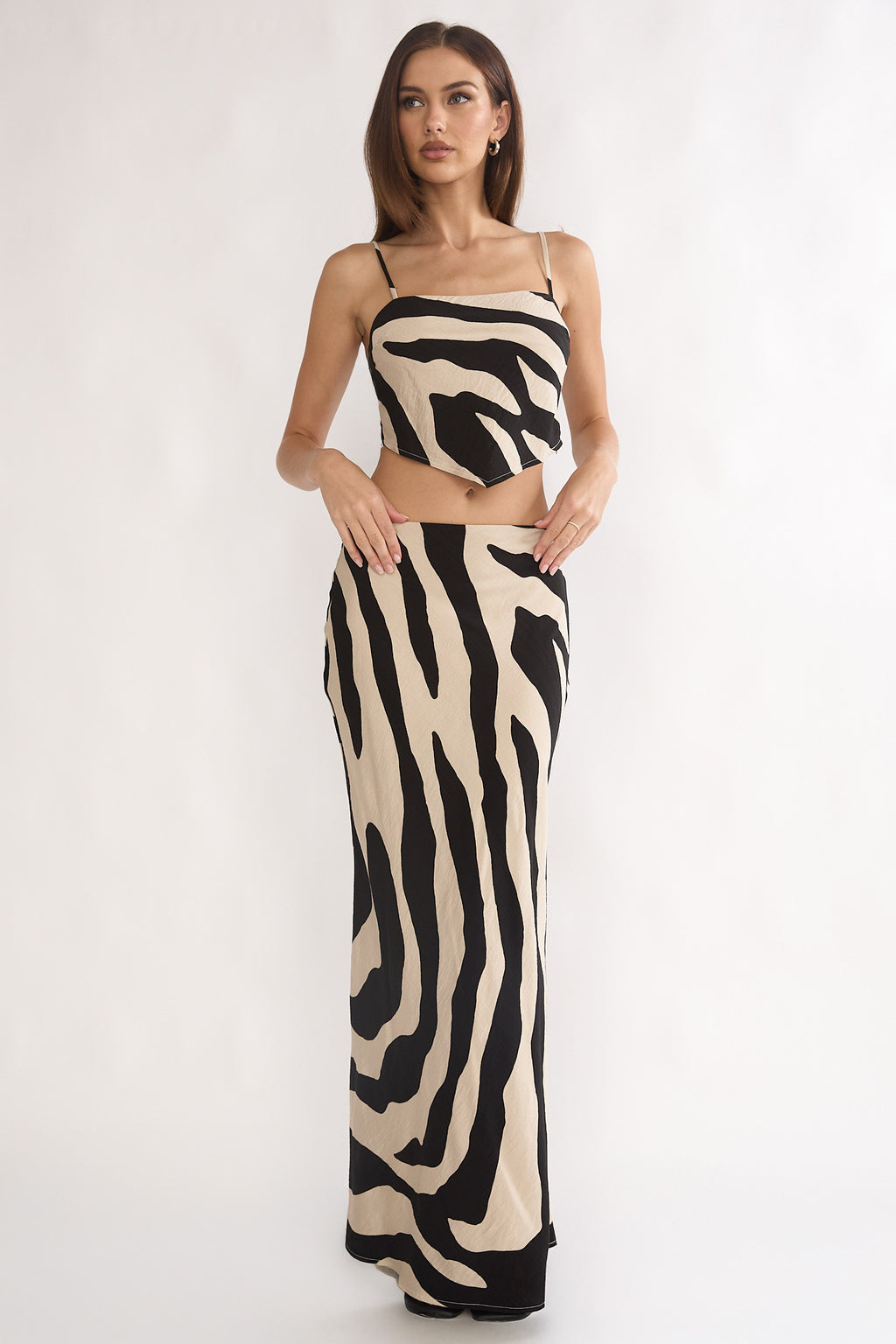 Blythe Maxi Skirt Zebra Black by Selfie Leslie Australia