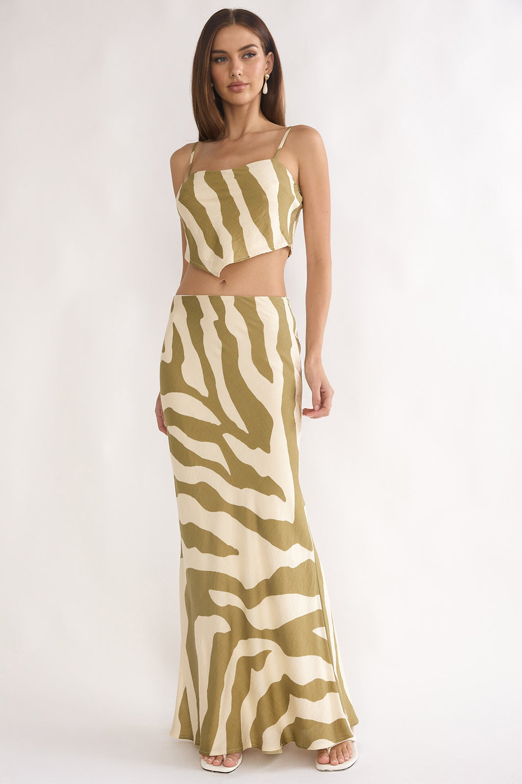 Blythe Maxi Skirt Zebra Khaki by Selfie Leslie Australia