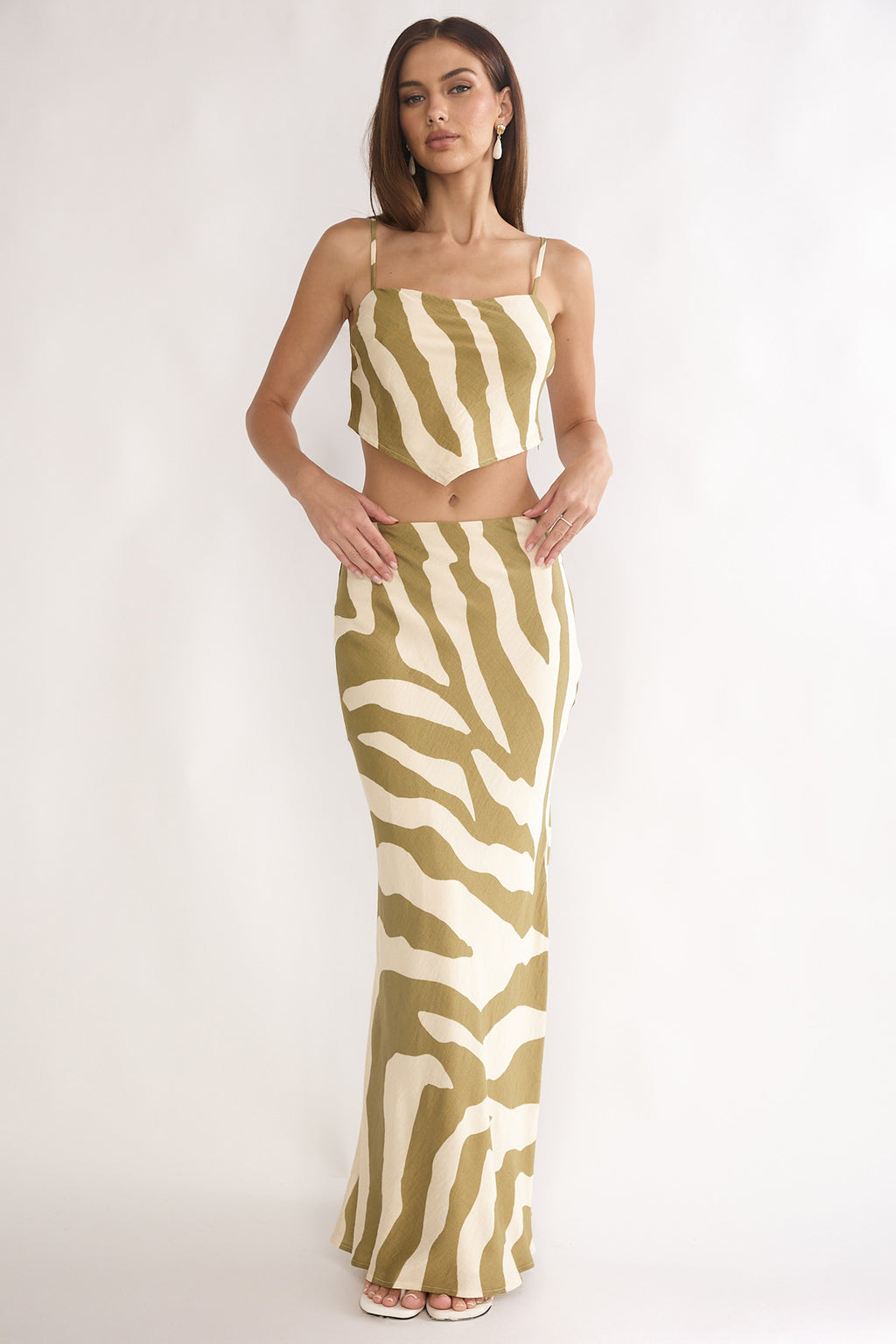 Blythe Maxi Skirt Zebra Khaki by Selfie Leslie Australia