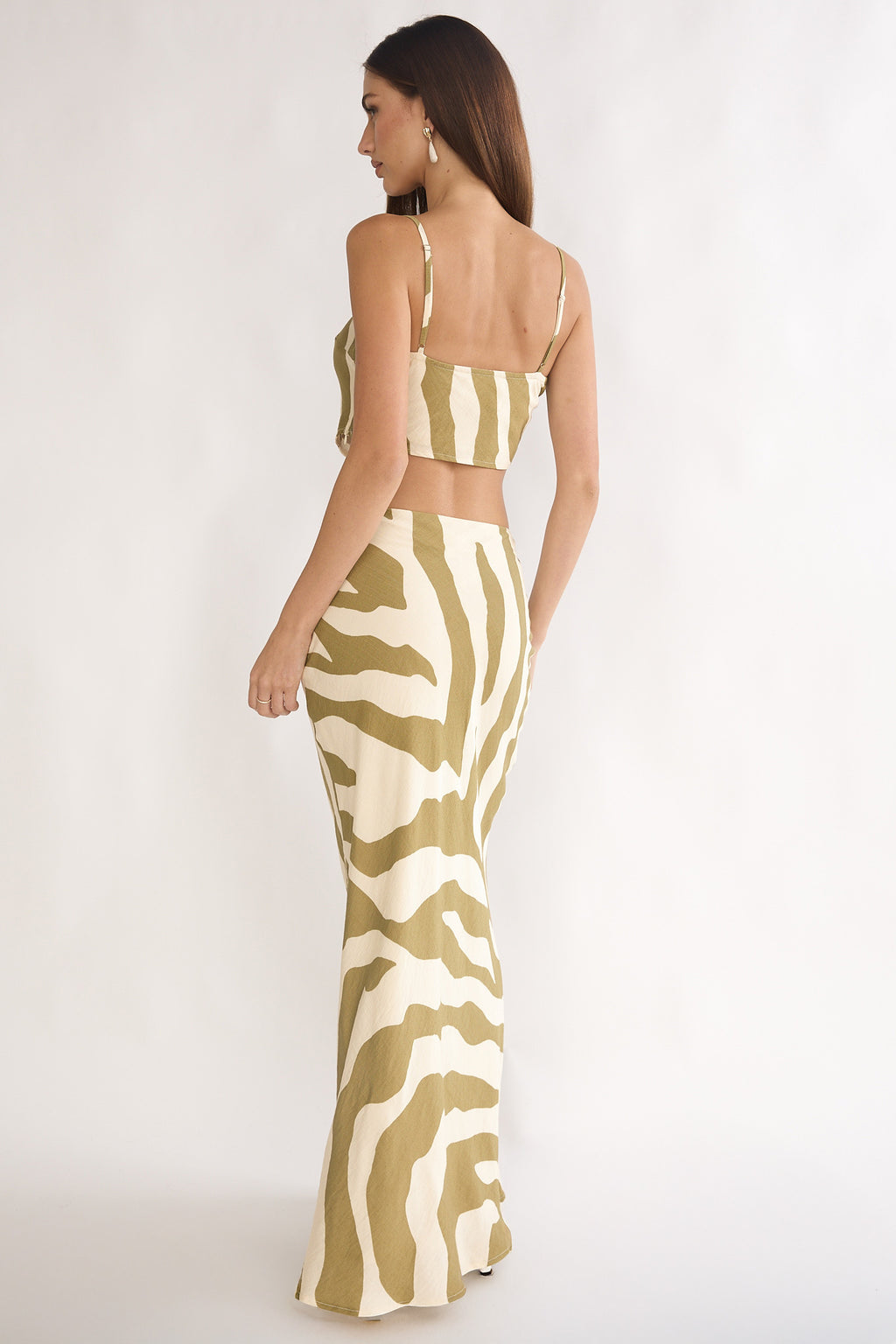 Blythe Maxi Skirt Zebra Khaki by Selfie Leslie Australia