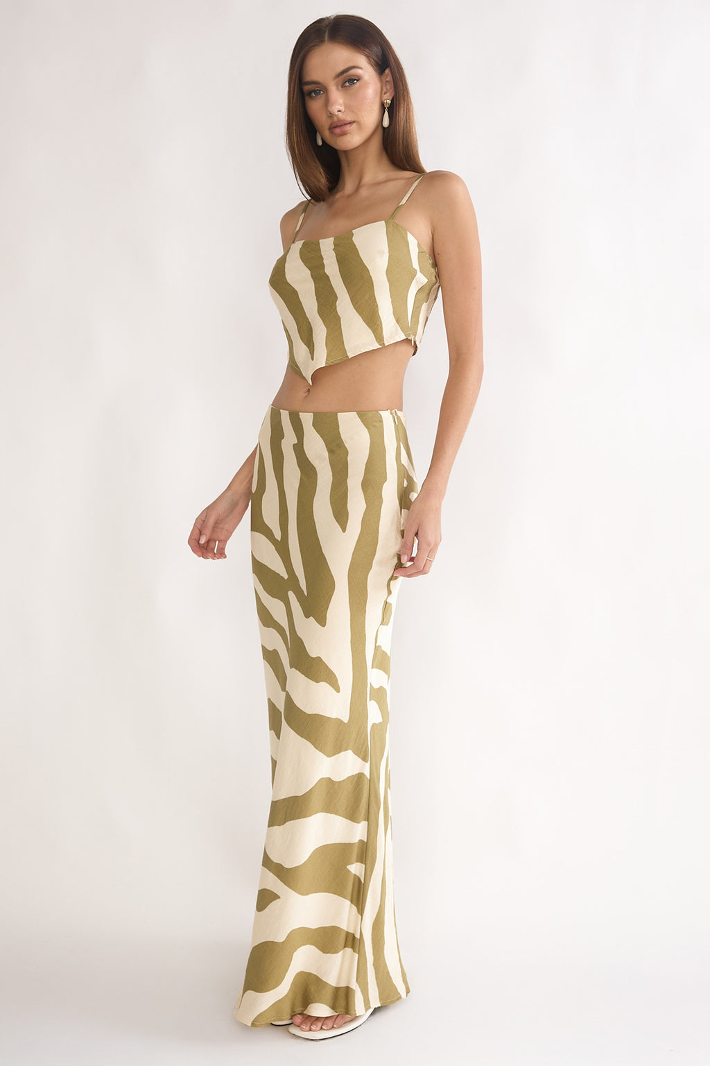 Blythe Maxi Skirt Zebra Khaki by Selfie Leslie Australia