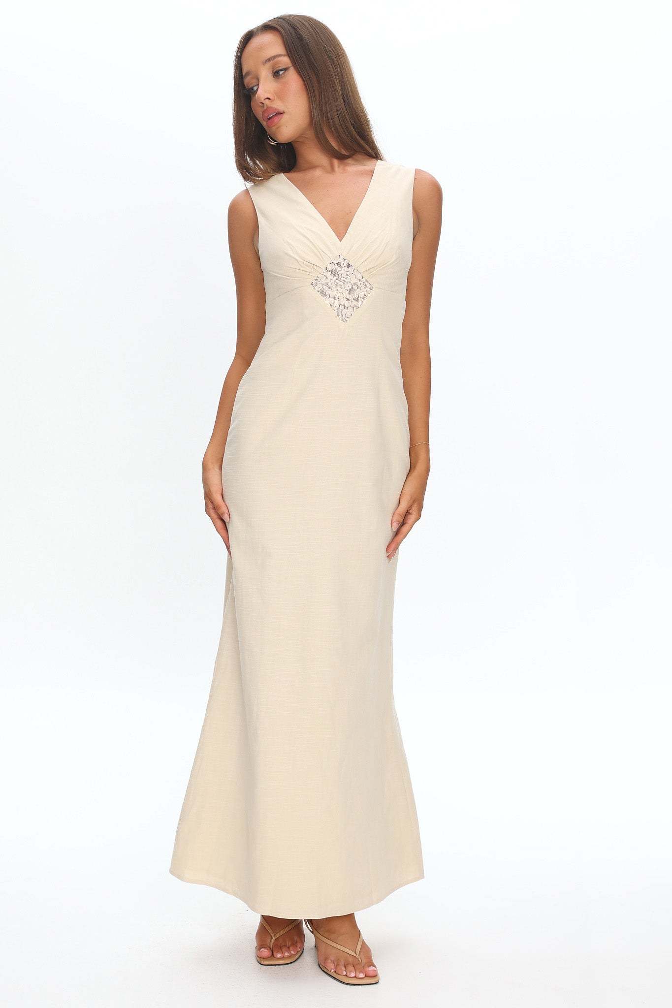Perry Lace Insert Maxi Dress Vanilla by Selfie Leslie Australia