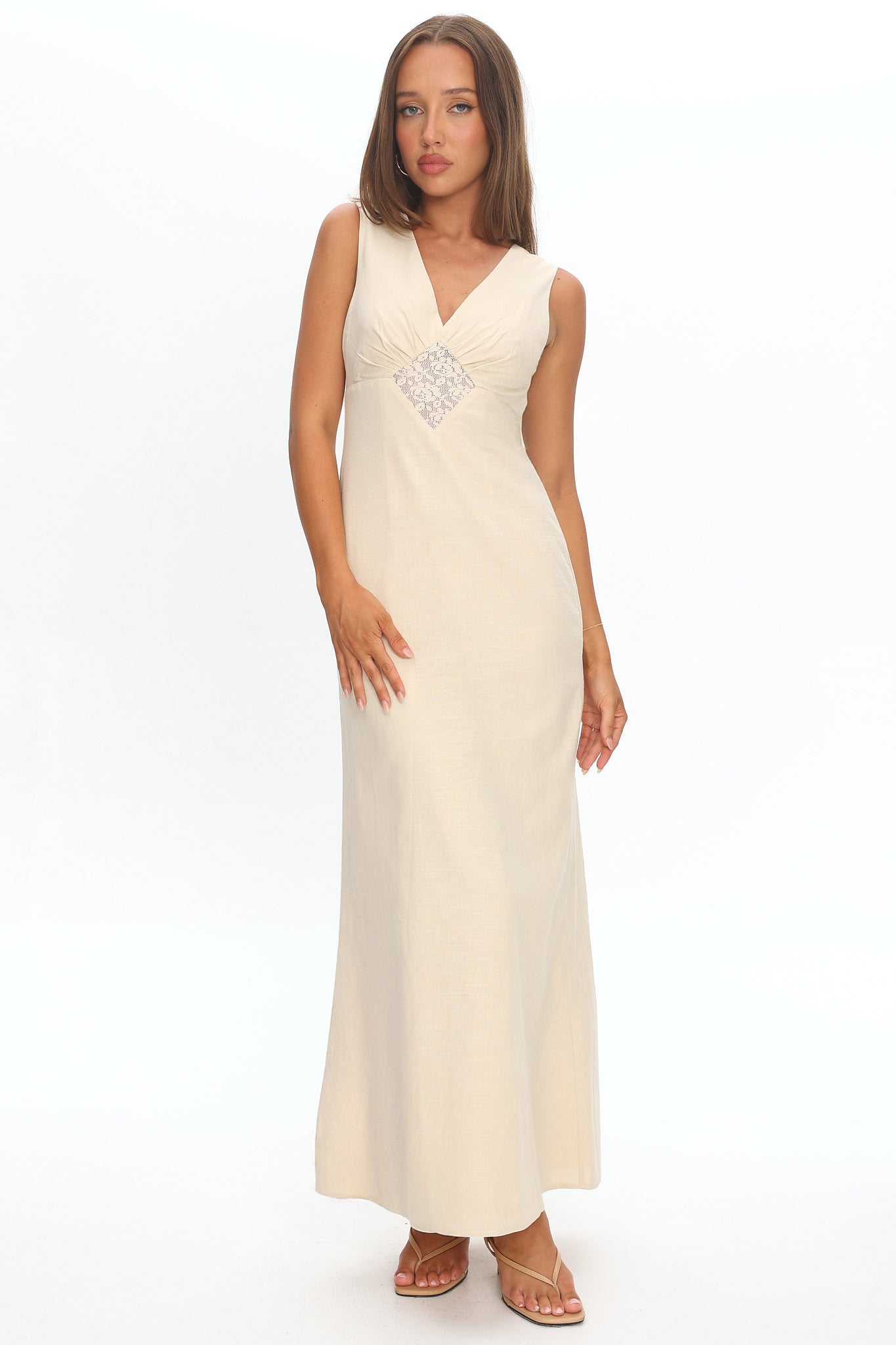 Perry Lace Insert Maxi Dress Vanilla by Selfie Leslie Australia