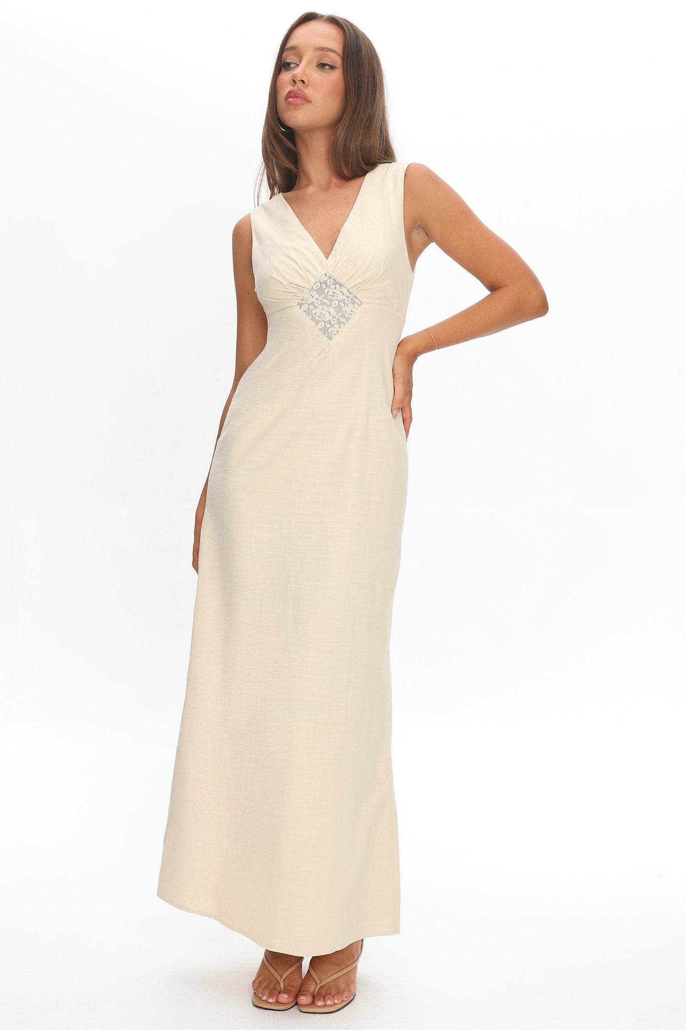 Perry Lace Insert Maxi Dress Vanilla by Selfie Leslie Australia