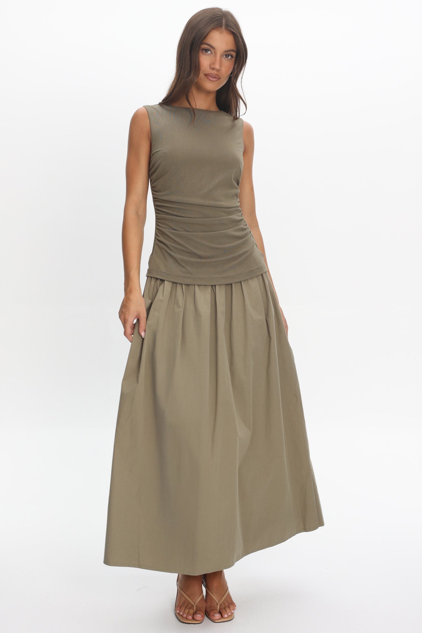 Keeeva Boatneck Maxi Dress Light Khaki by Selfie Leslie Australia