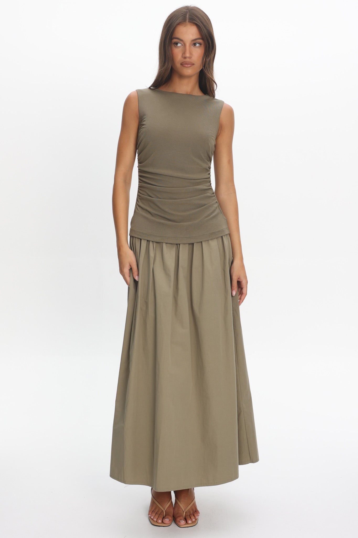 Keeeva Boatneck Maxi Dress Light Khaki by Selfie Leslie Australia