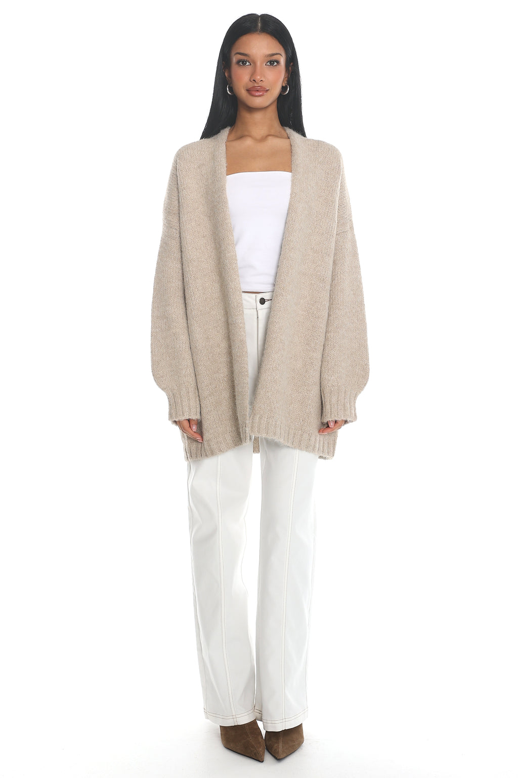 Jinnica Long Knit Cardigan Oat by Selfie Leslie Australia