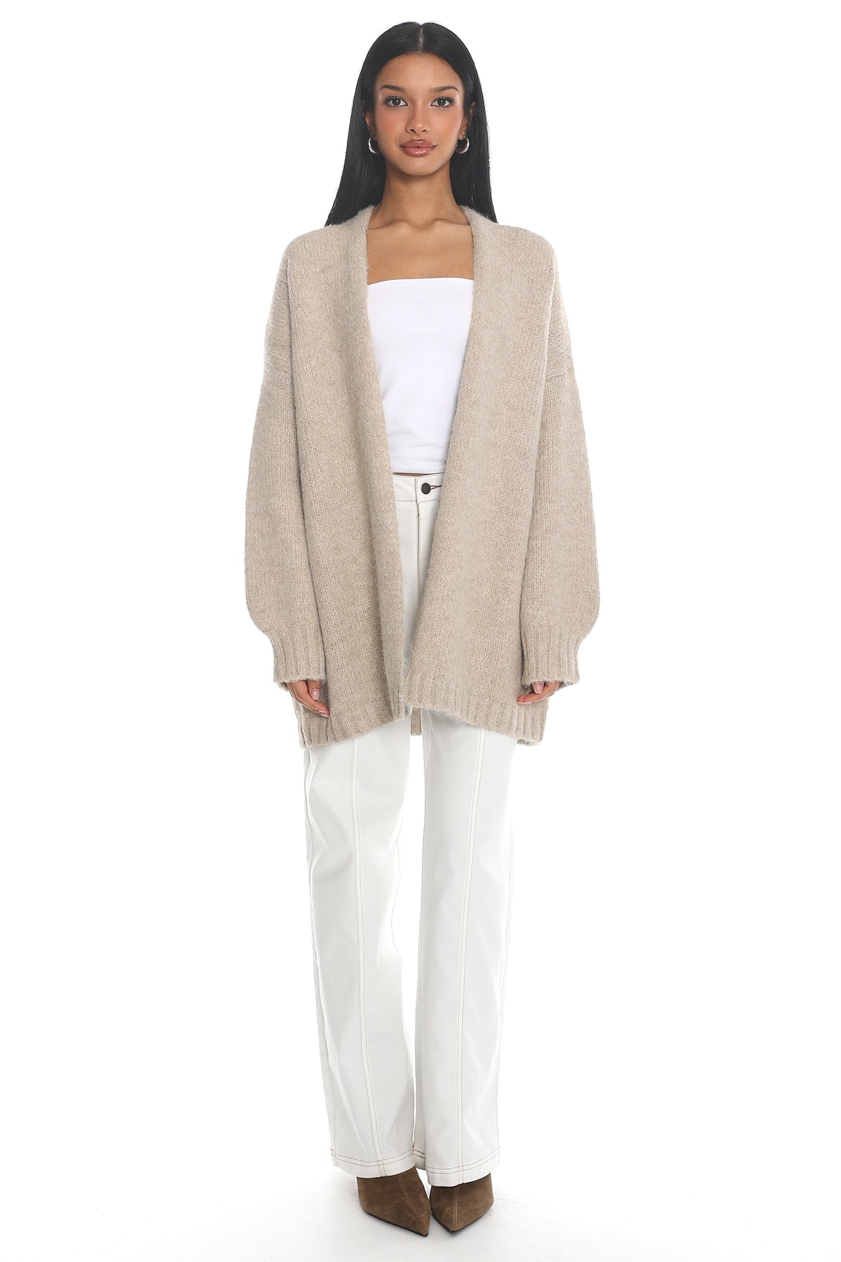 Jinnica Long Knit Cardigan Oat by Selfie Leslie Australia