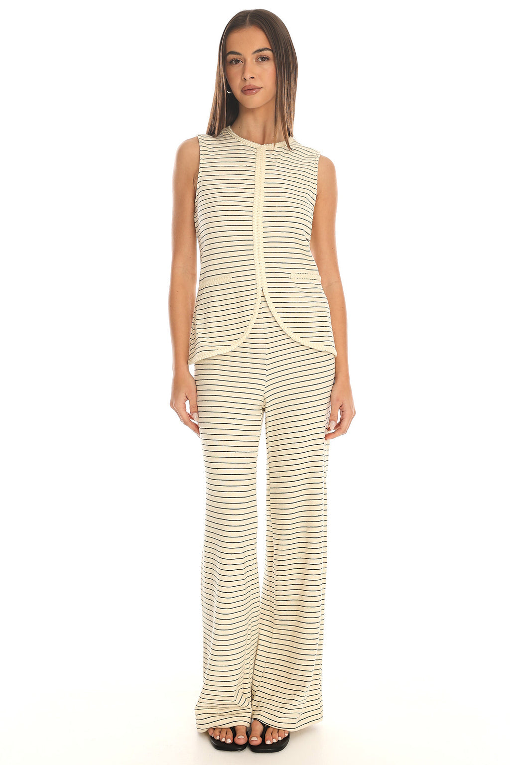 Halina Sleeveless Trim Top Stripe Rope