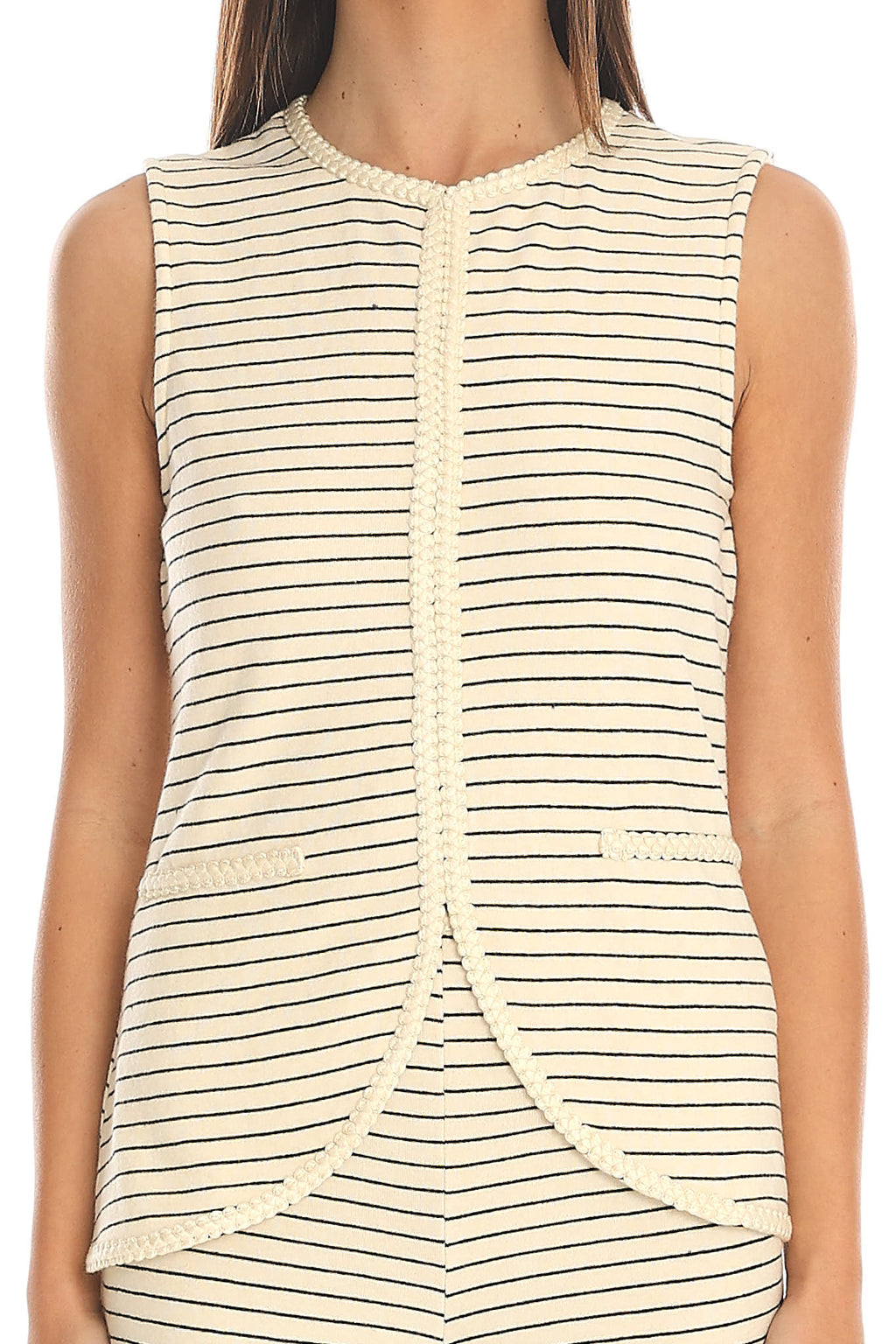 Halina Sleeveless Trim Top Stripe Rope