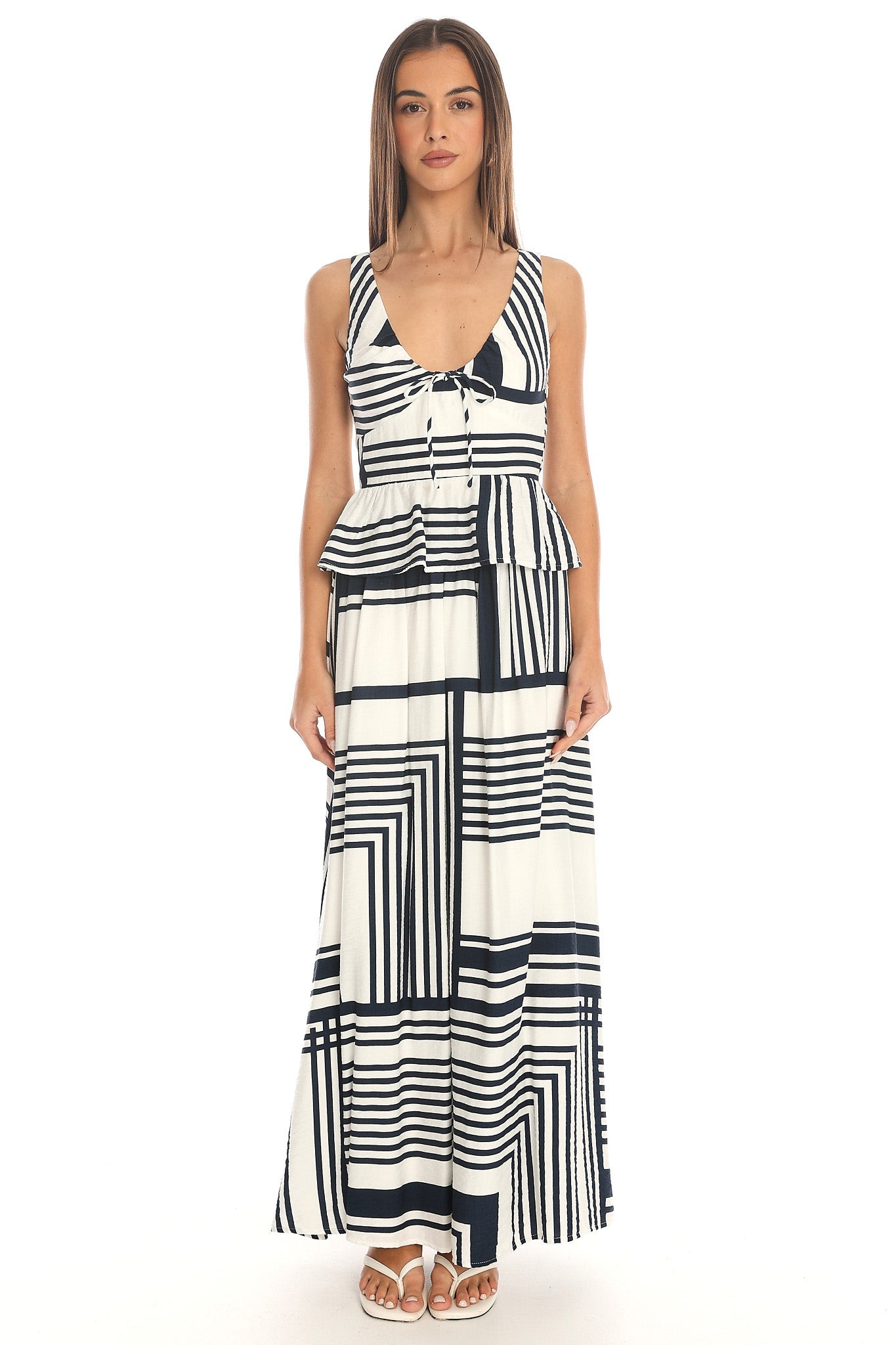 Tarrah Elasticated Waist Maxi Skirt Print Navy