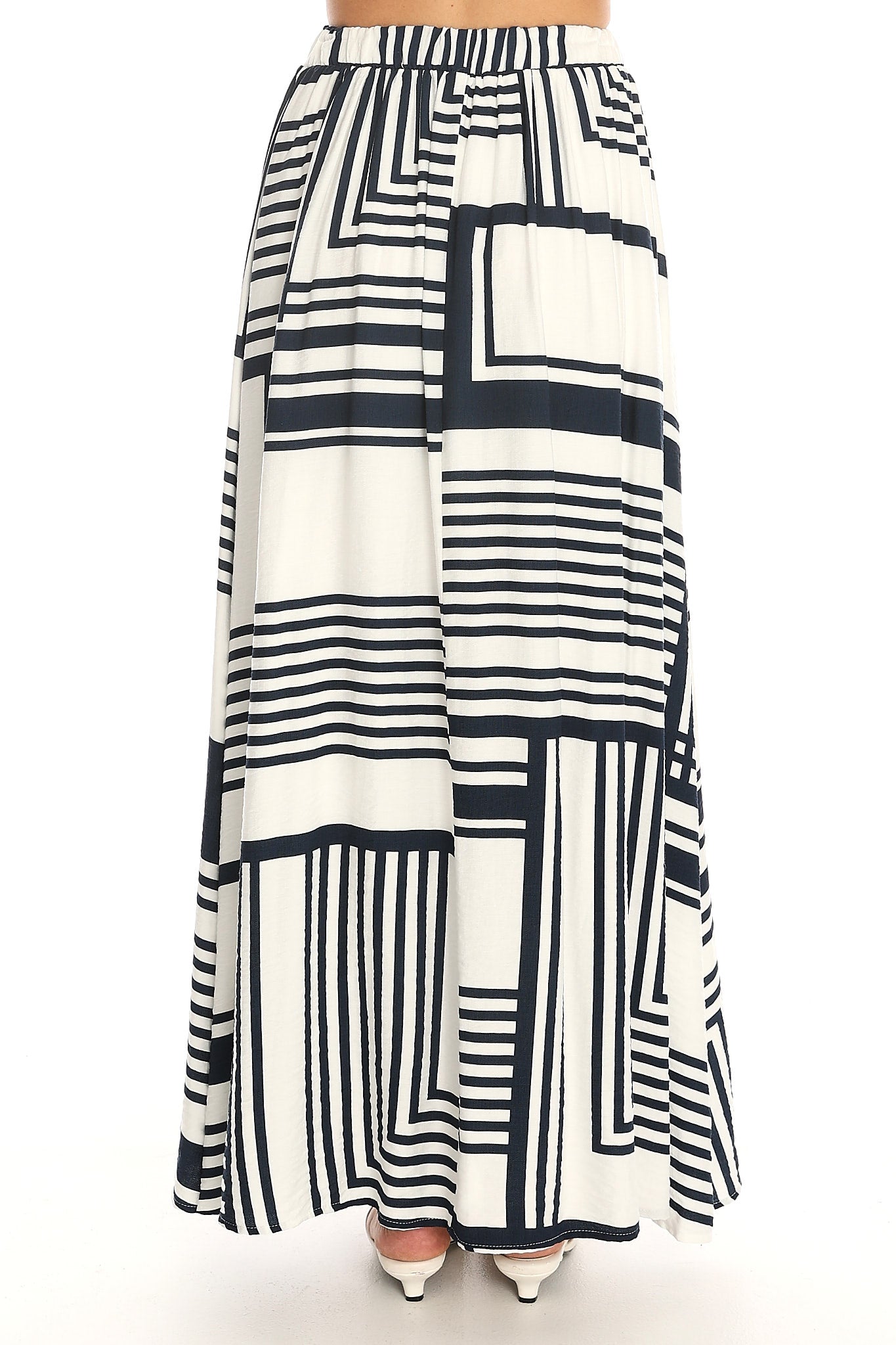 Tarrah Elasticated Waist Maxi Skirt Print Navy